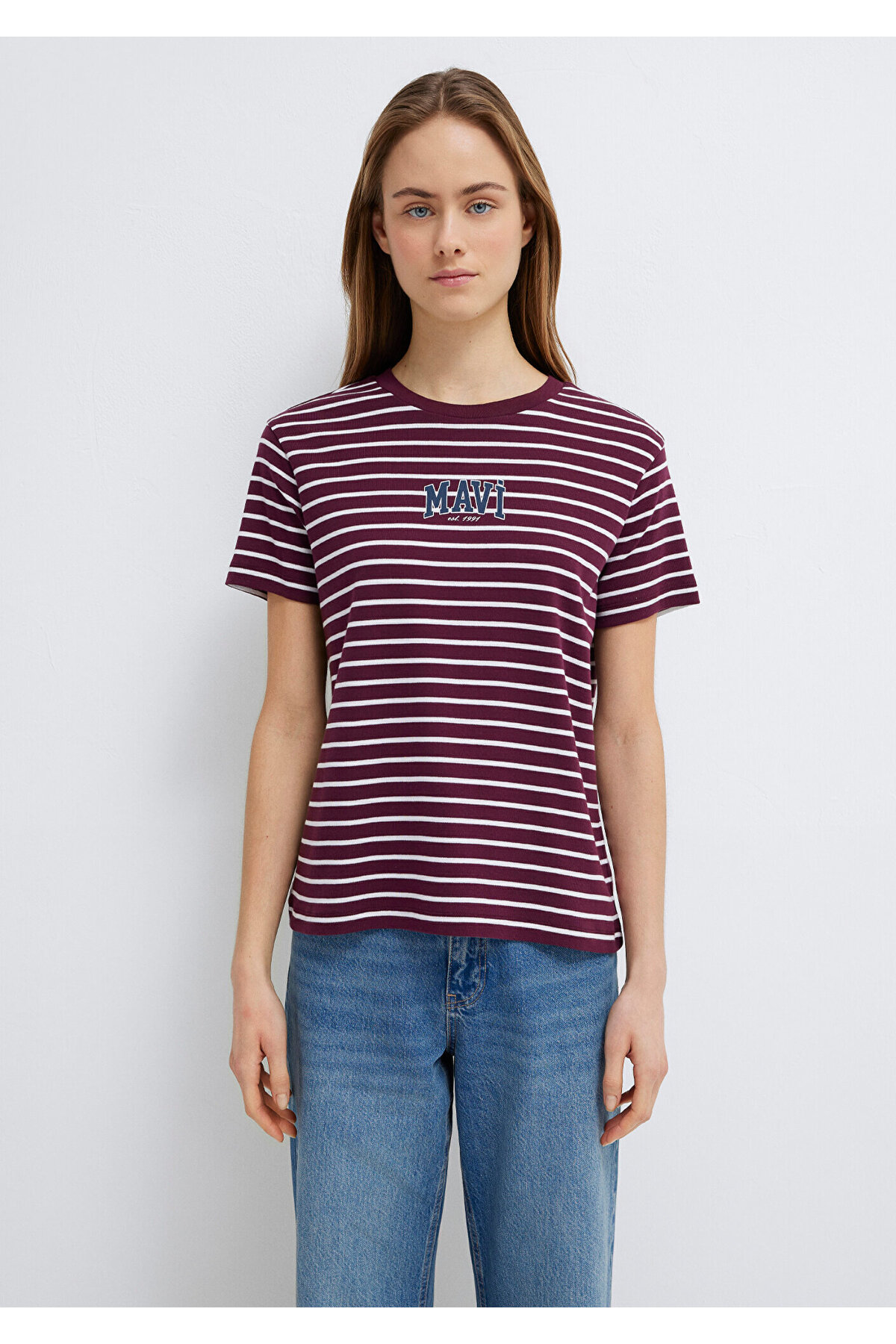Logo Baskılı Bordo Tişört Regular Fit / Normal Kesim 1613562-87982