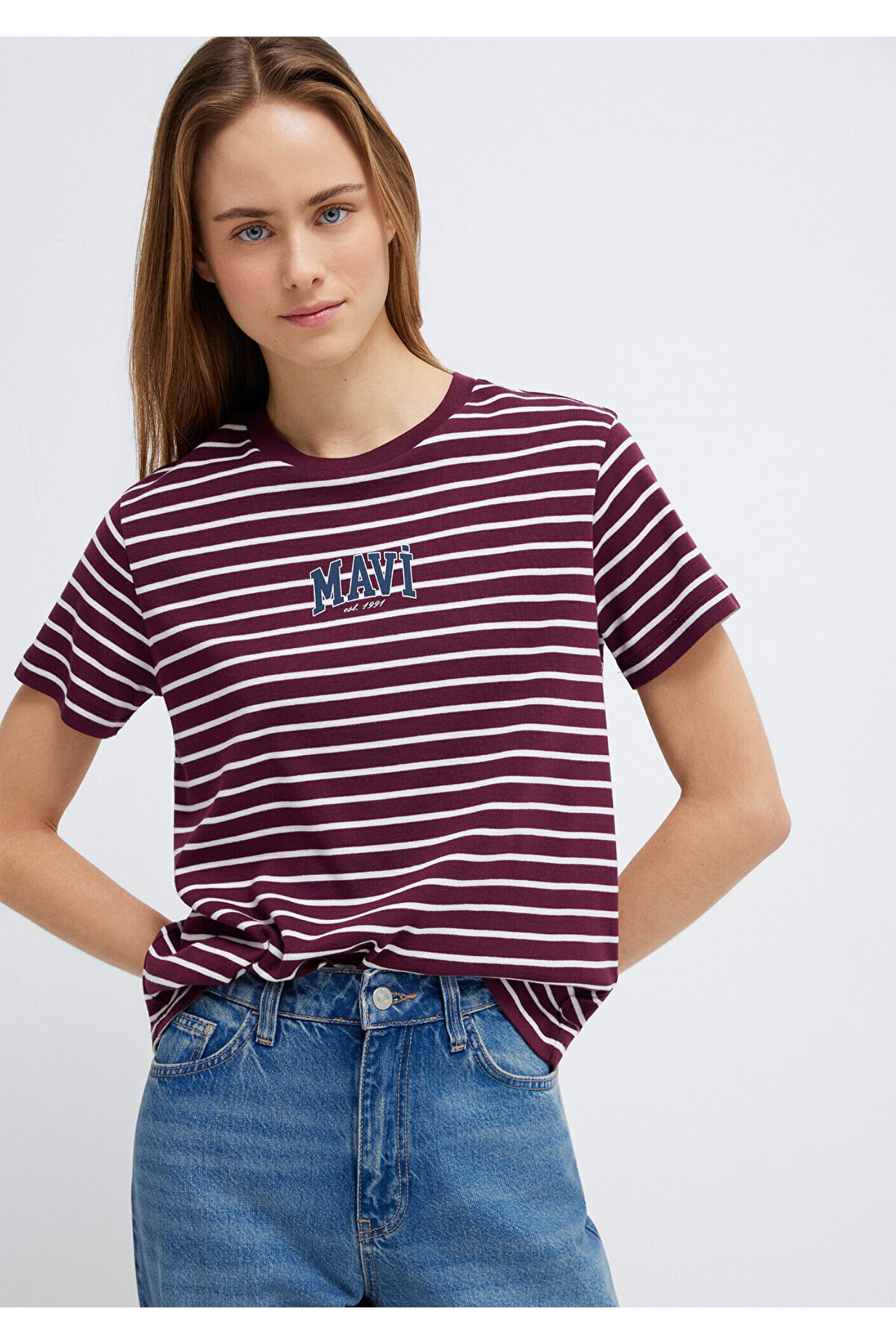 Logo Baskılı Bordo Tişört Regular Fit / Normal Kesim 1613562-87982
