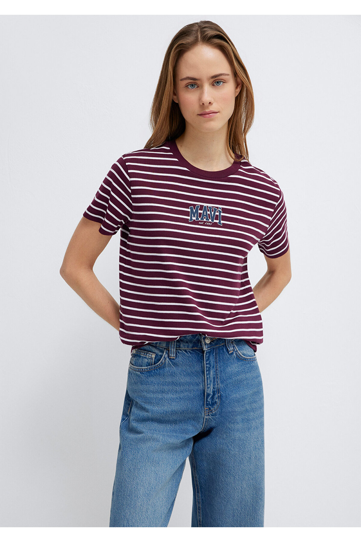 Logo Baskılı Bordo Tişört Regular Fit / Normal Kesim 1613562-87982