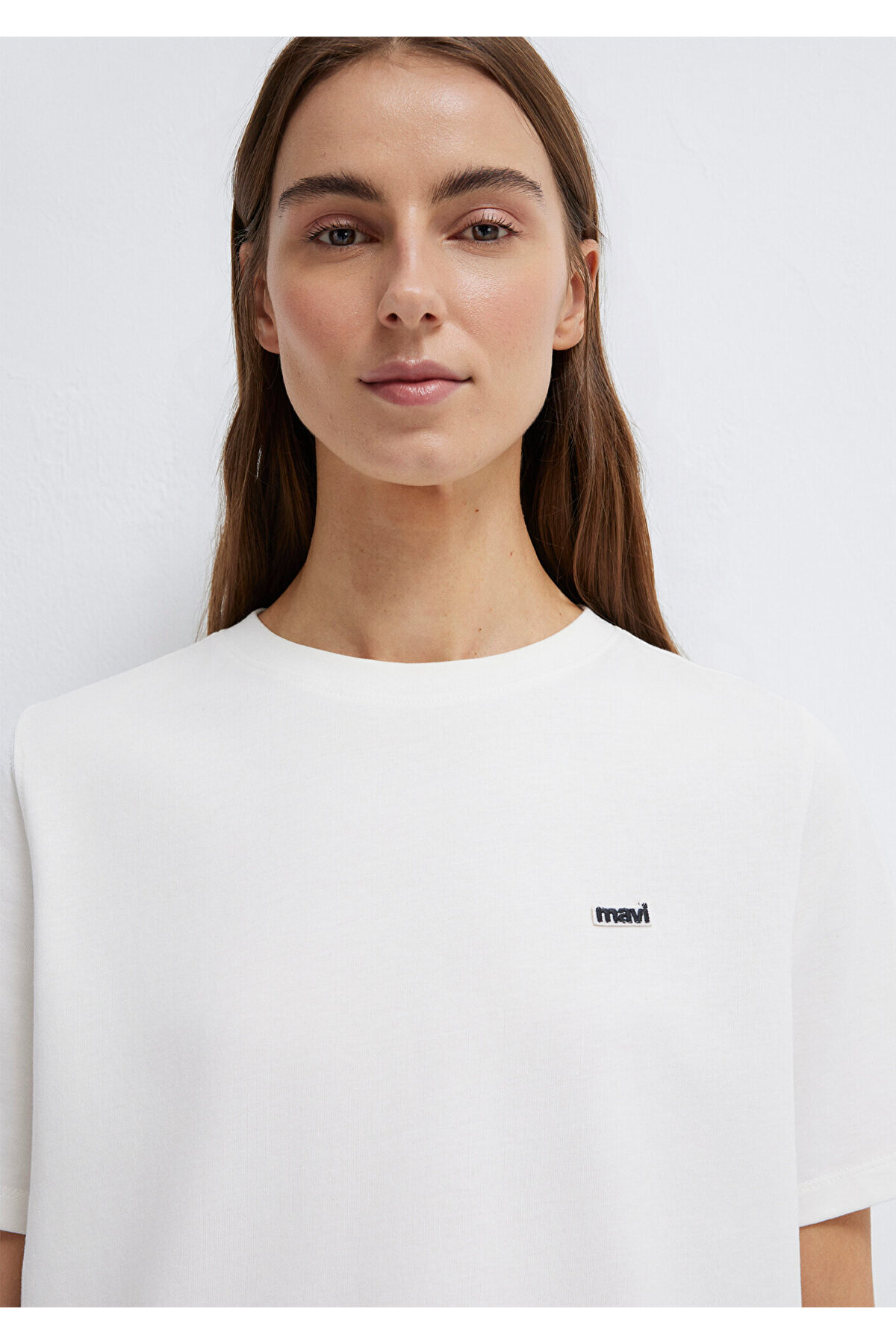 Logo Baskılı Ekru Kadın T-Shirt M1613407-70057