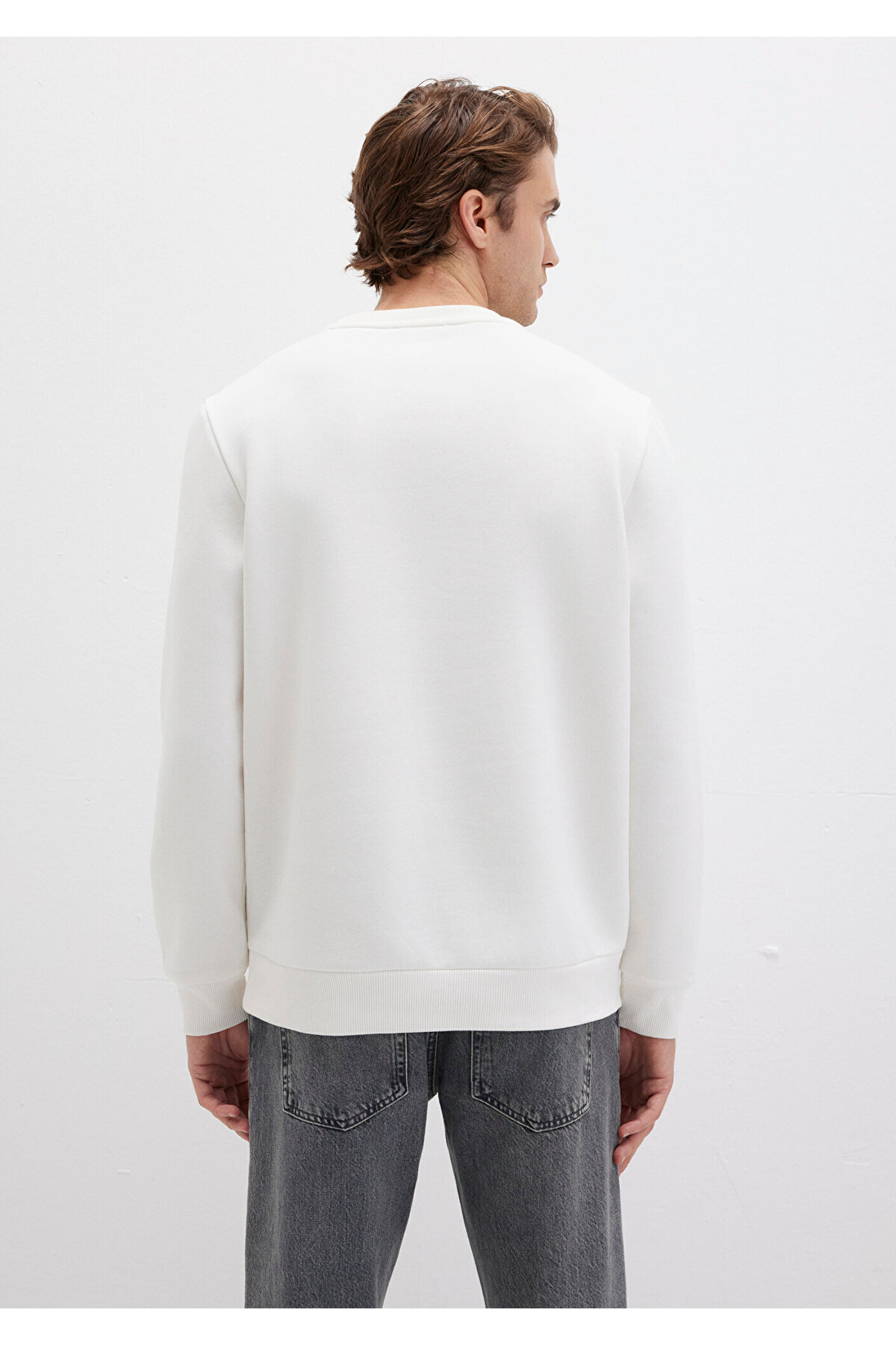 Logo Baskılı Ekru Sweatshirt 0S10203-70057