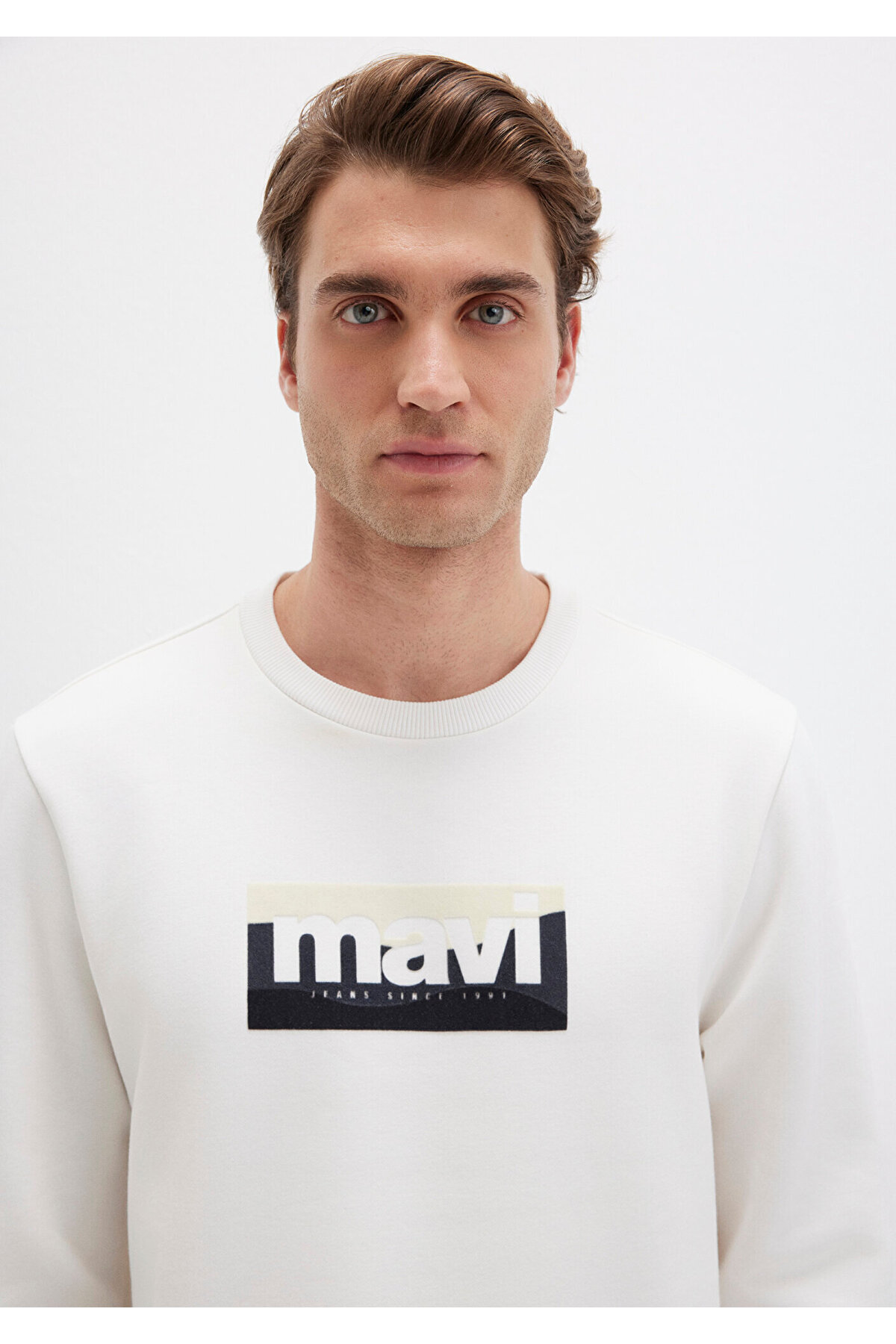 Logo Baskılı Ekru Sweatshirt 0S10203-70057