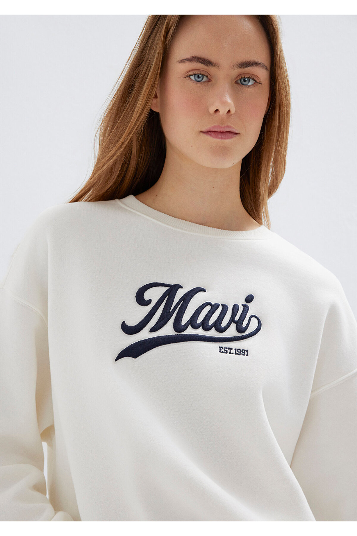 Logo Baskılı Ekru Sweatshirt 1S10419-80194