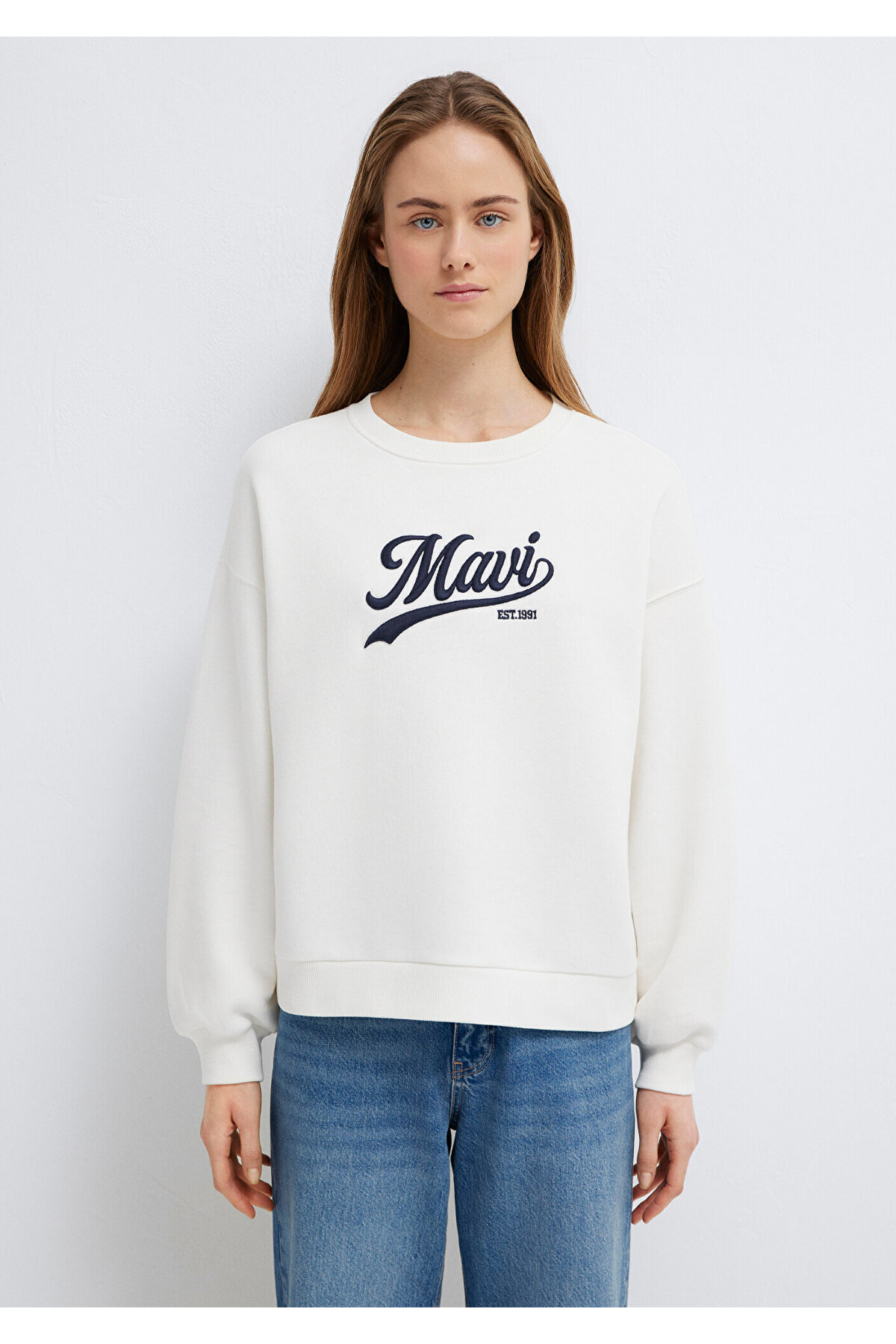 Logo Baskılı Ekru Sweatshirt 1S10419-80194