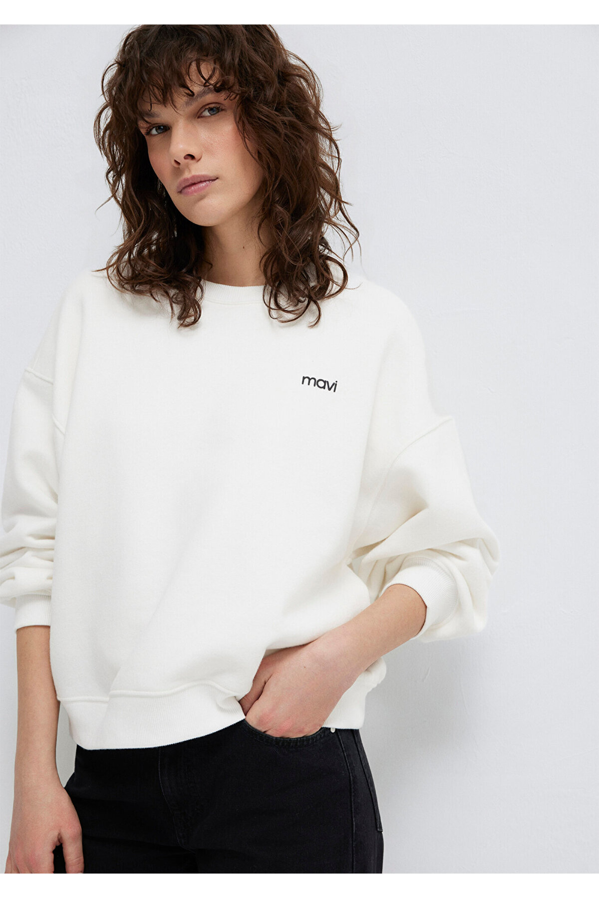 Logo Baskılı Ekru Sweatshirt 1S10490-70057