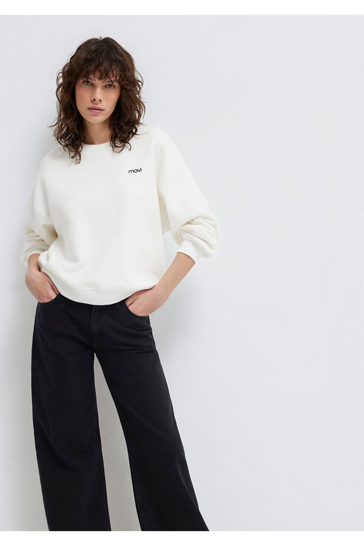 Logo Baskılı Ekru Sweatshirt 1S10490-70057