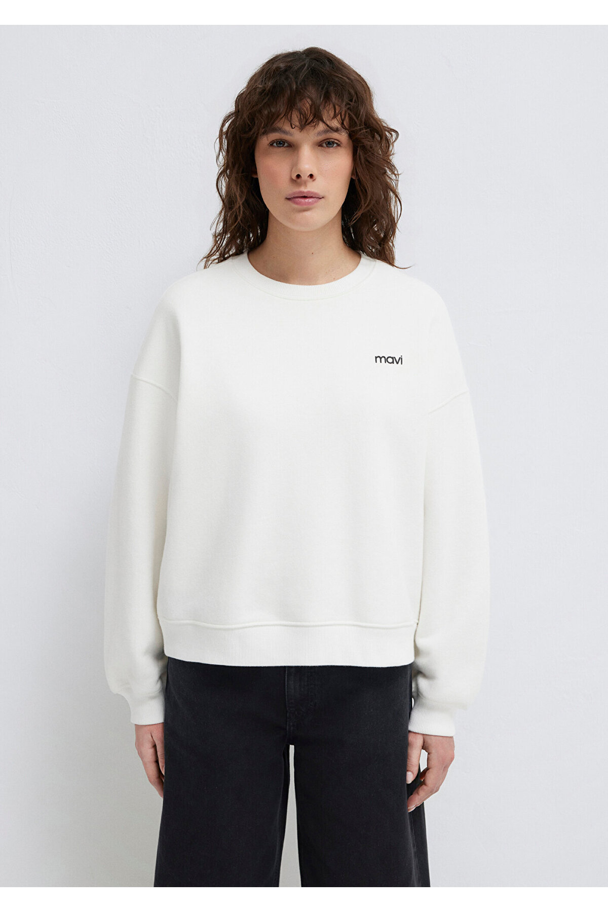 Logo Baskılı Ekru Sweatshirt 1S10490-70057