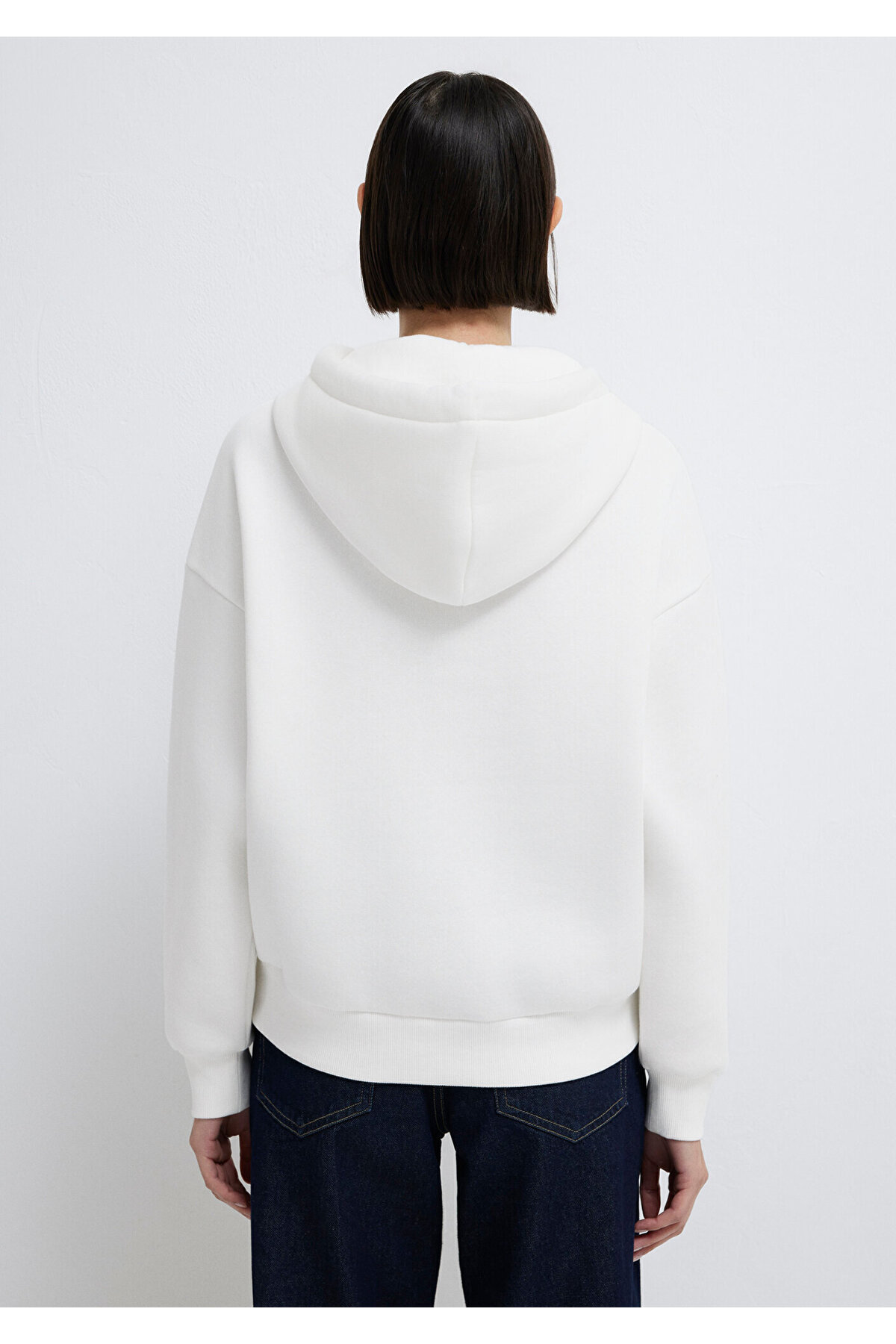 Logo Baskılı Kapüşonlu Ekru Sweatshirt 168334-81964