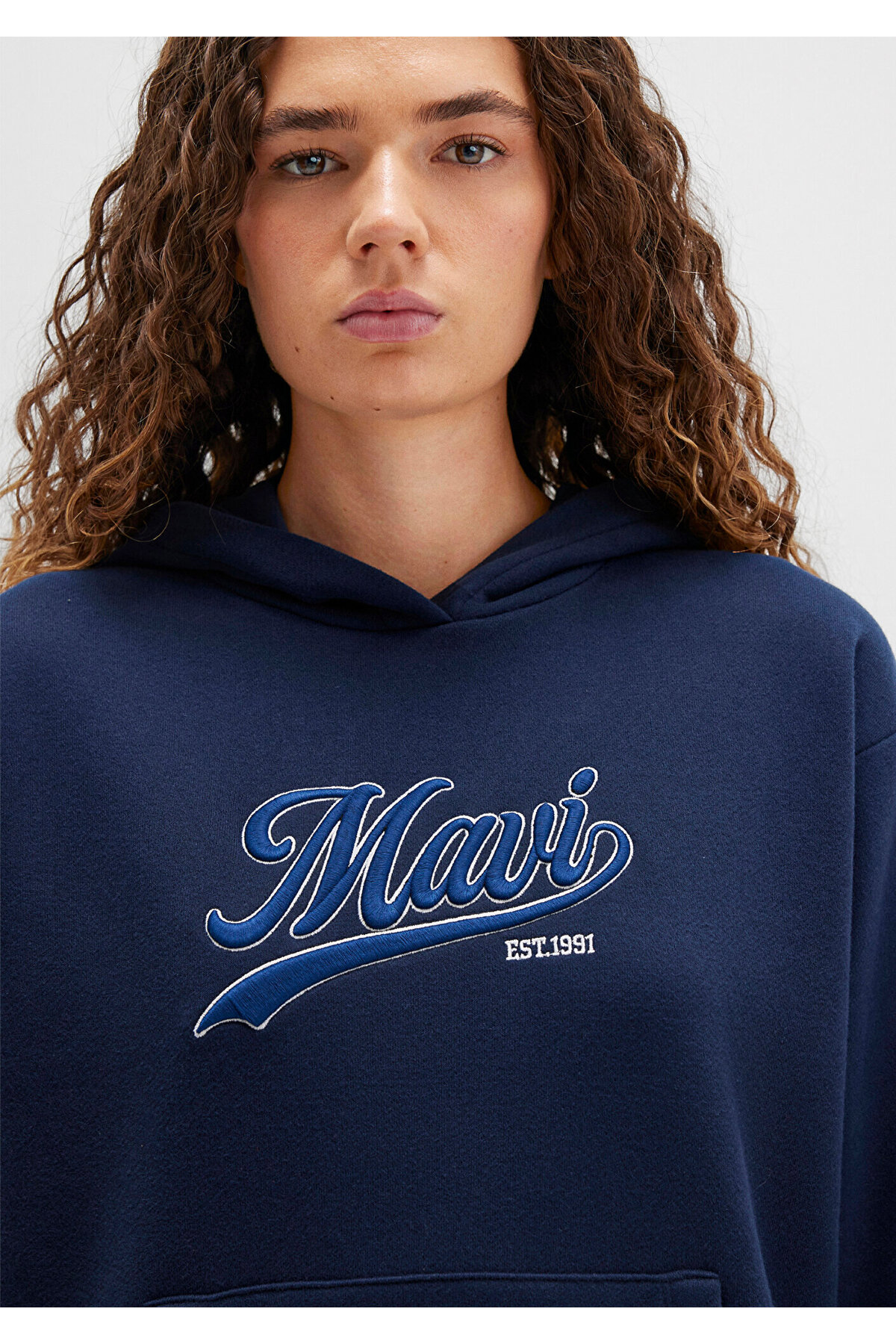 Logo Baskılı Kapüşonlu Lacivert Sweatshirt 1S10420-82318