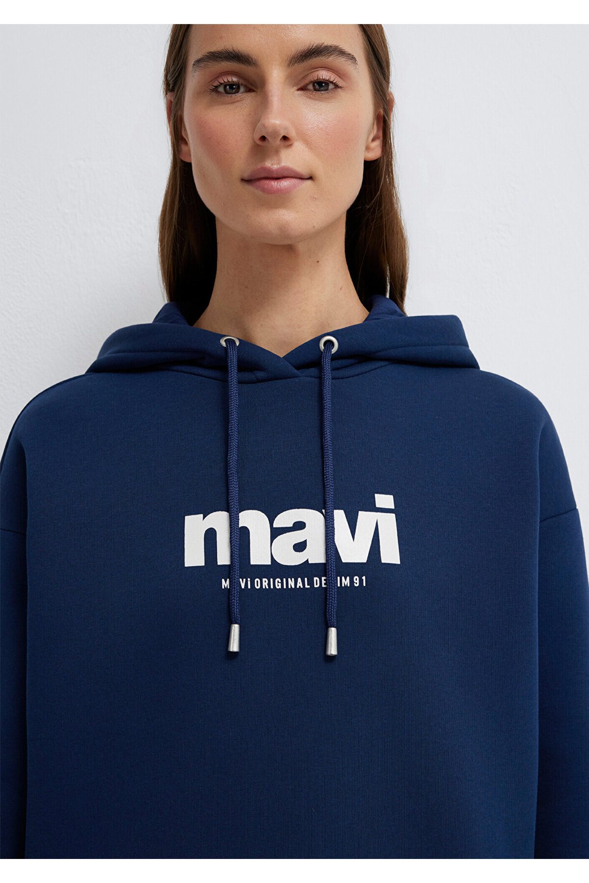 Logo Baskılı Kapüşonlu Lacivert Sweatshirt 168334-70488