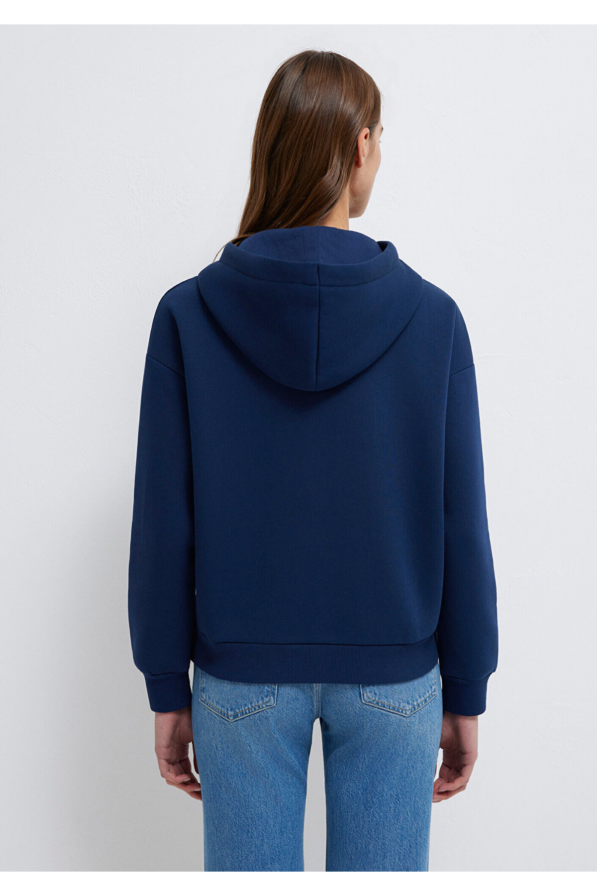 Logo Baskılı Kapüşonlu Lacivert Sweatshirt 168334-70488