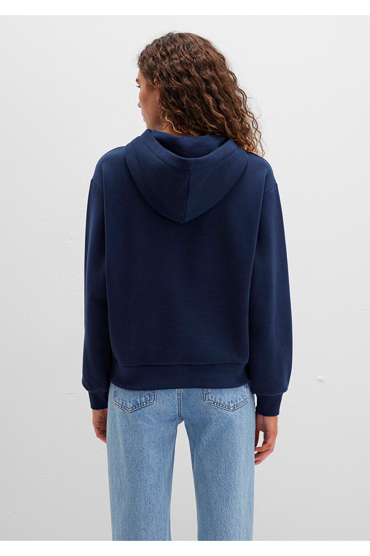 Logo Baskılı Kapüşonlu Lacivert Sweatshirt 1S10420-82318