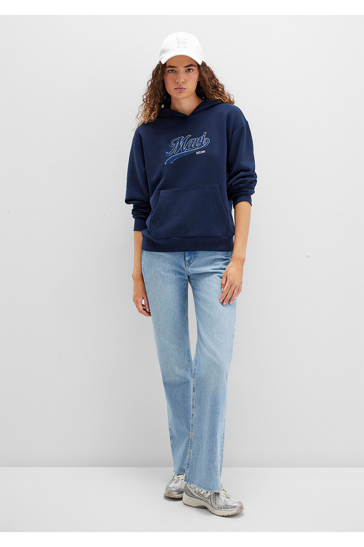 Logo Baskılı Kapüşonlu Lacivert Sweatshirt 1S10420-82318