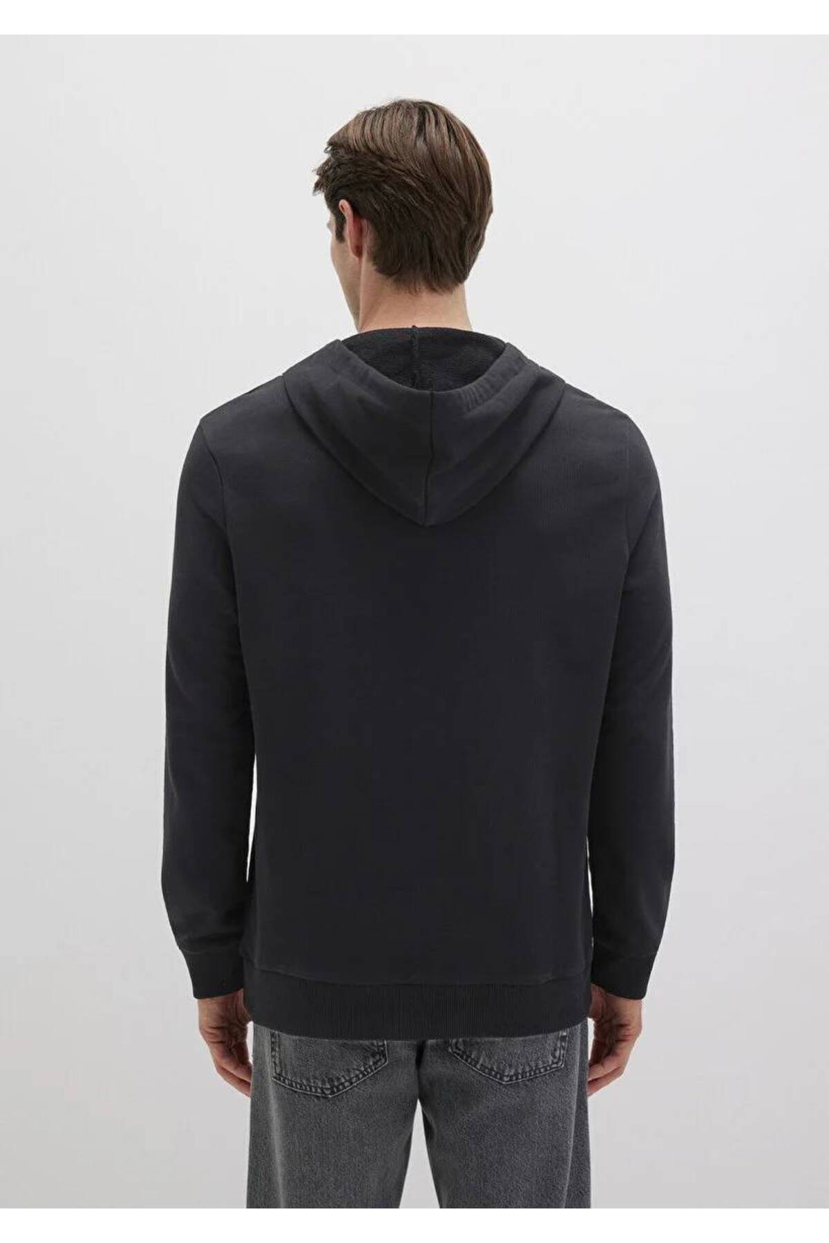 Logo Baskılı Kapüşonlu Siyah Sweatshirt 065606-900