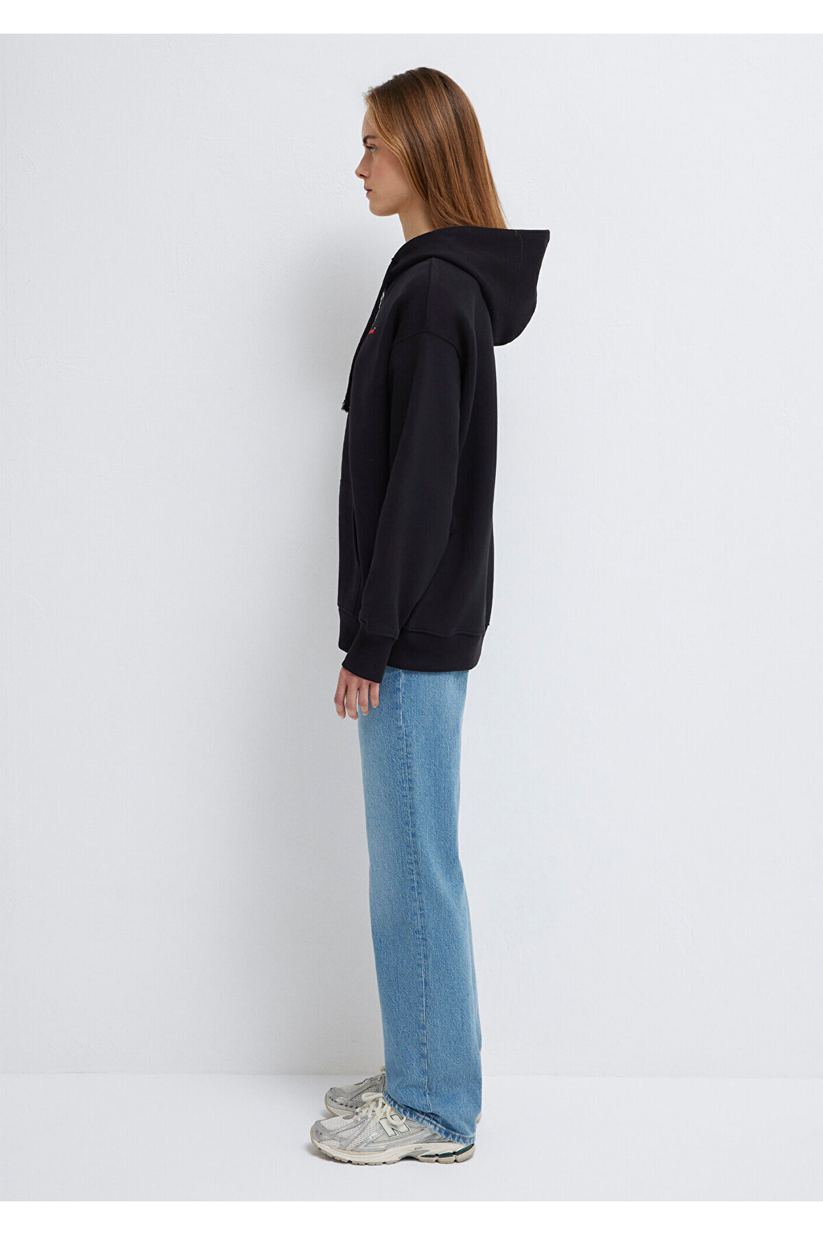 Logo Baskılı Kapüşonlu Siyah Sweatshirt 1S10531-900
