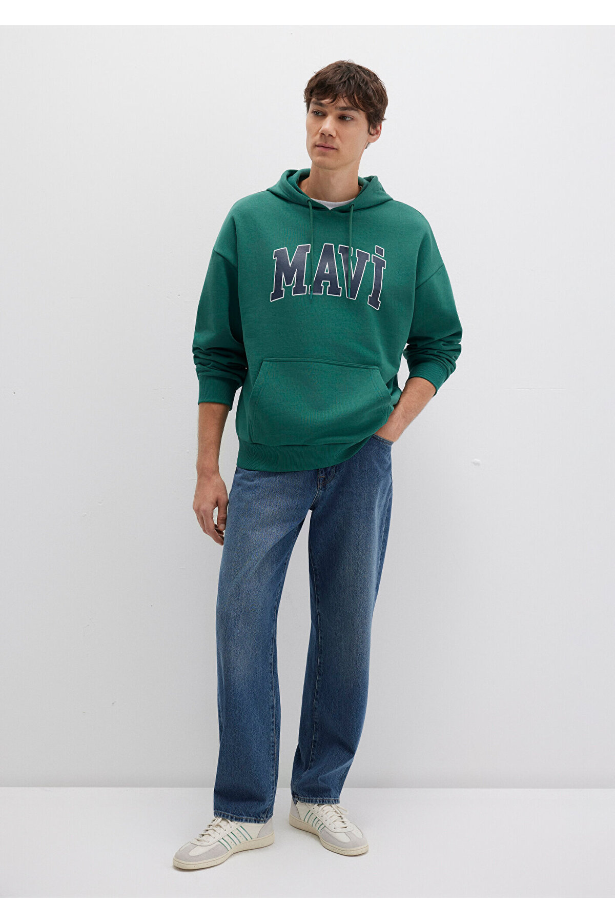 Logo Baskılı Kapüşonlu Yeşil Sweatshirt 067149-71874