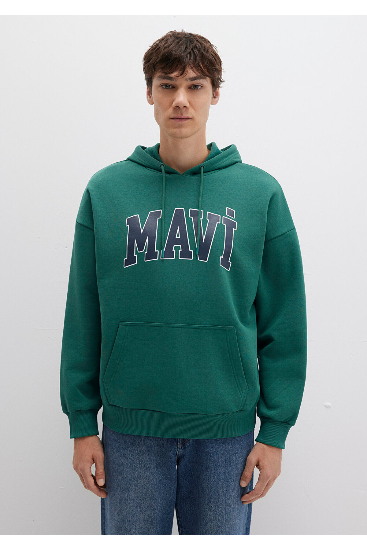 Logo Baskılı Kapüşonlu Yeşil Sweatshirt 067149-71874
