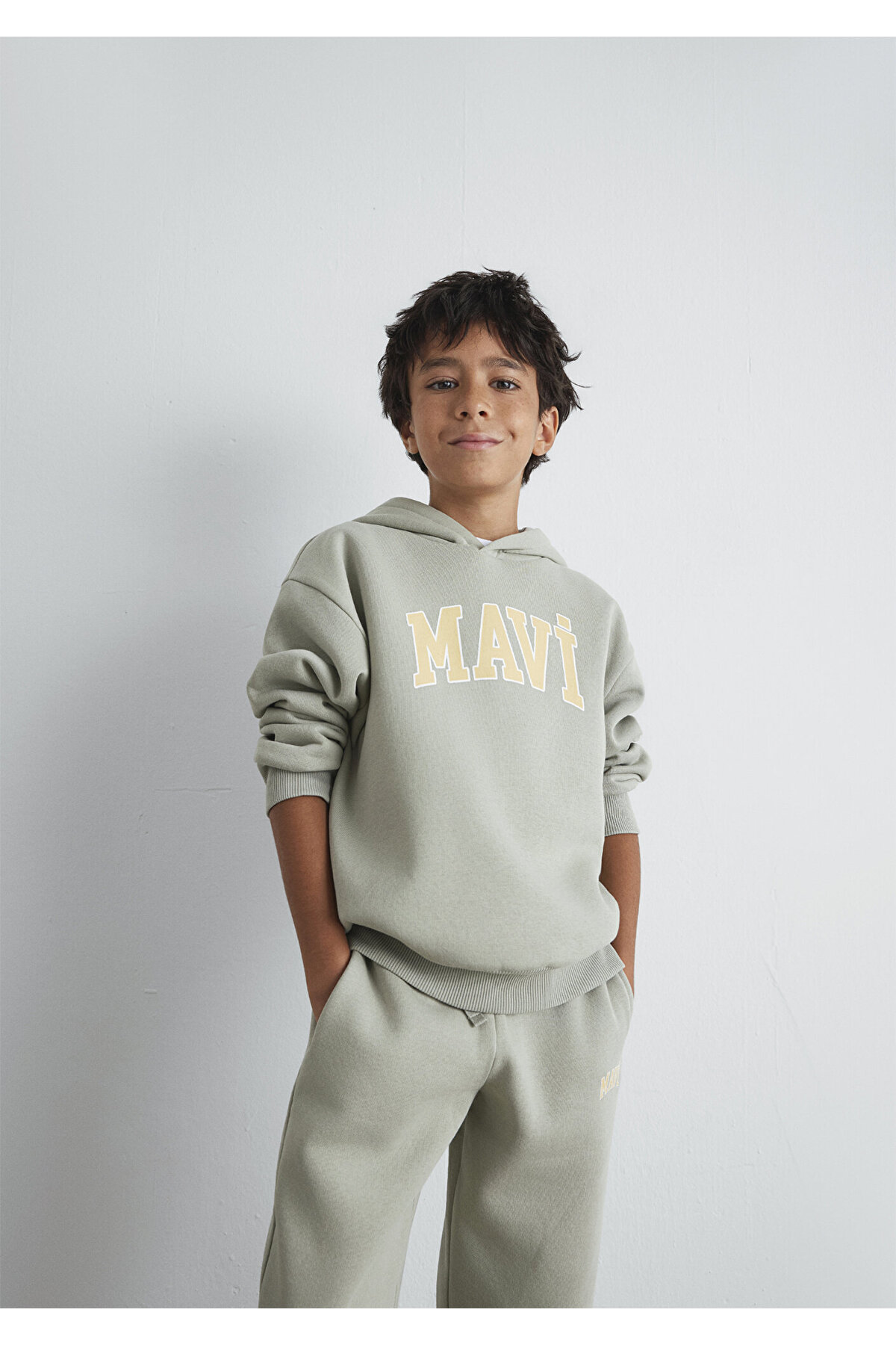 Logo Baskılı Kapüşonlu Yeşil Sweatshirt 6610110-70155