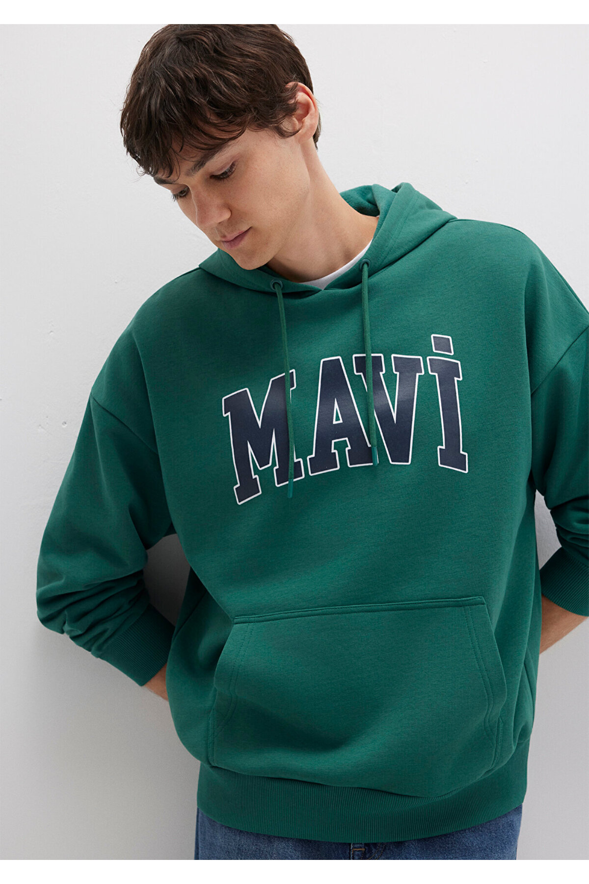 Logo Baskılı Kapüşonlu Yeşil Sweatshirt 067149-71874
