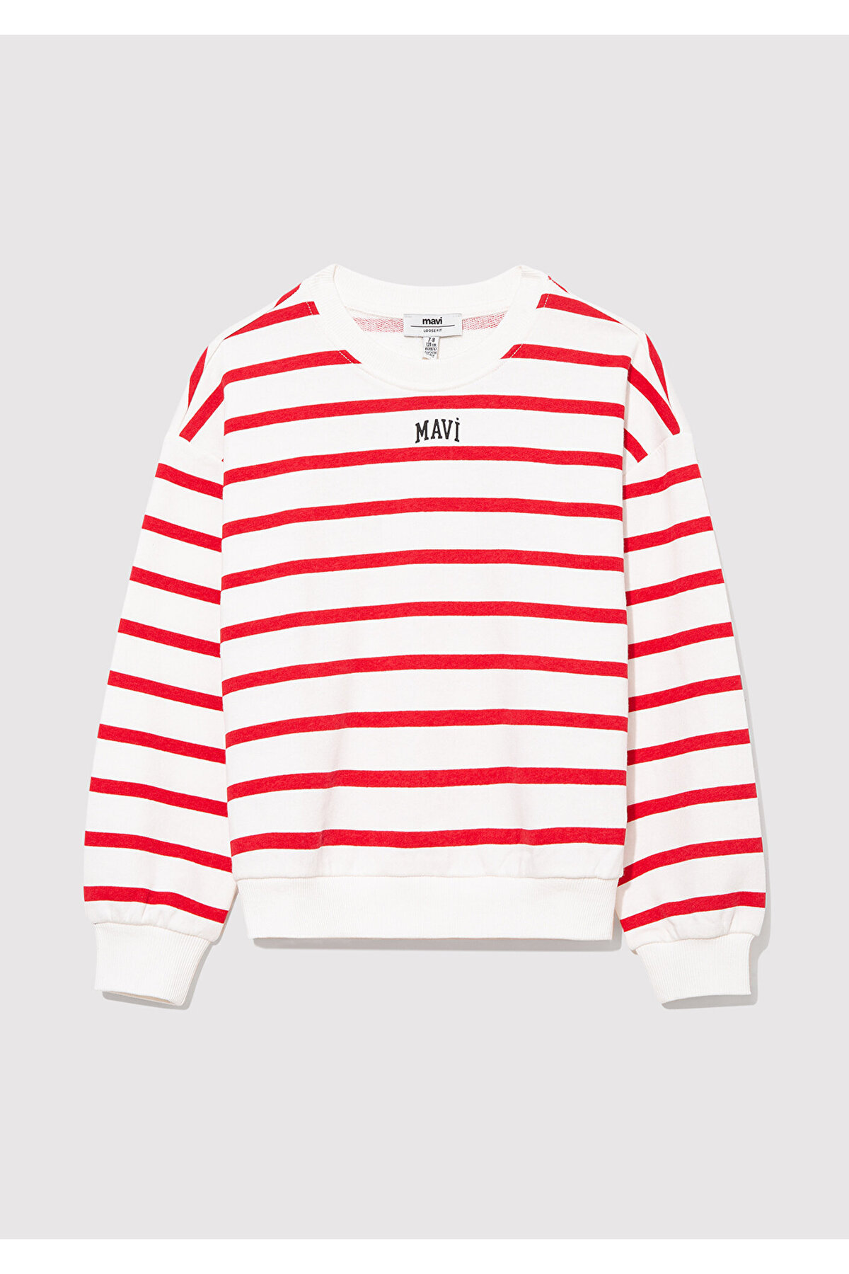 Logo Baskılı Kırmızı Çizgili Sweatshirt 7S10038-82054