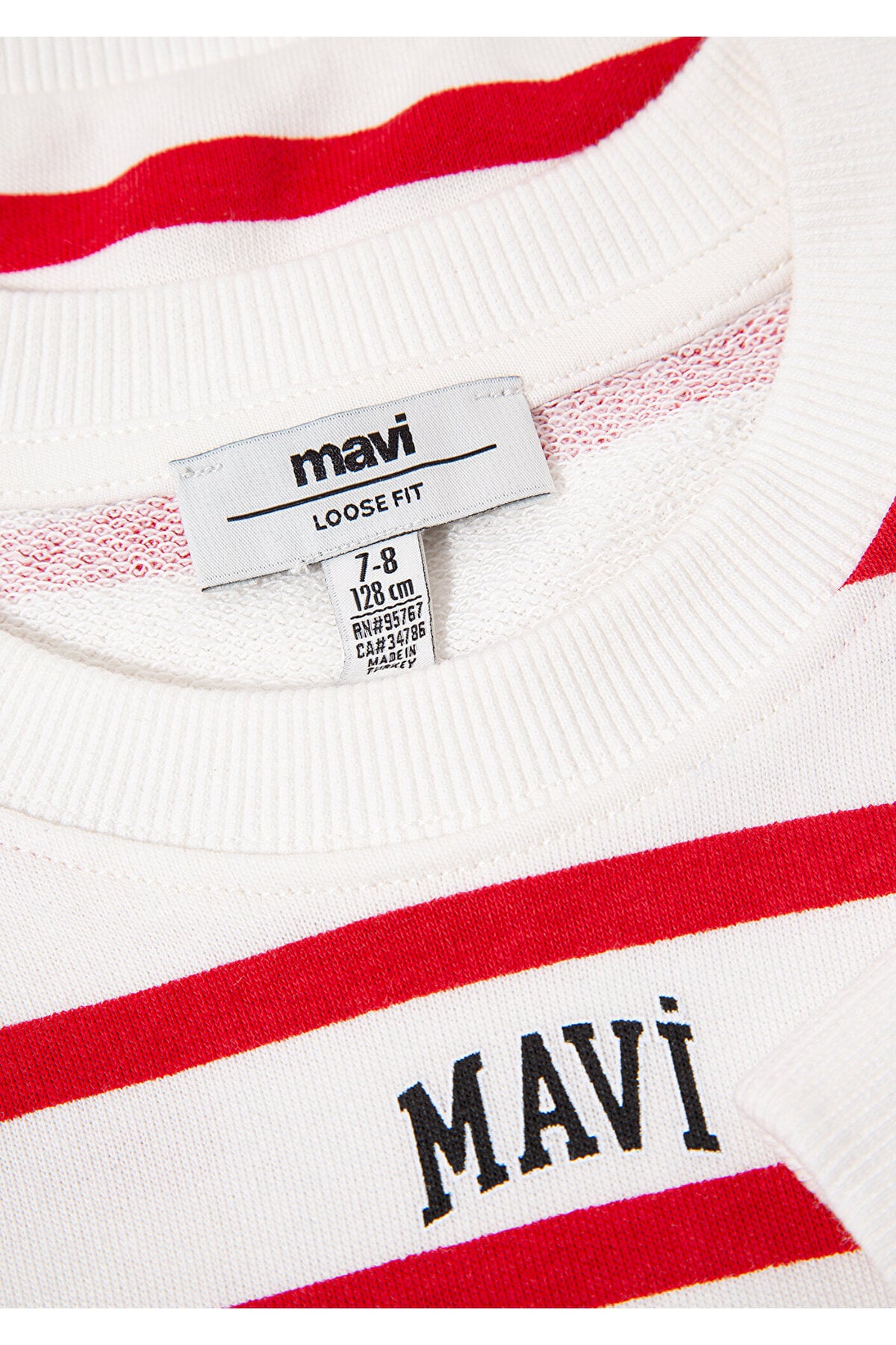 Logo Baskılı Kırmızı Çizgili Sweatshirt 7S10038-82054