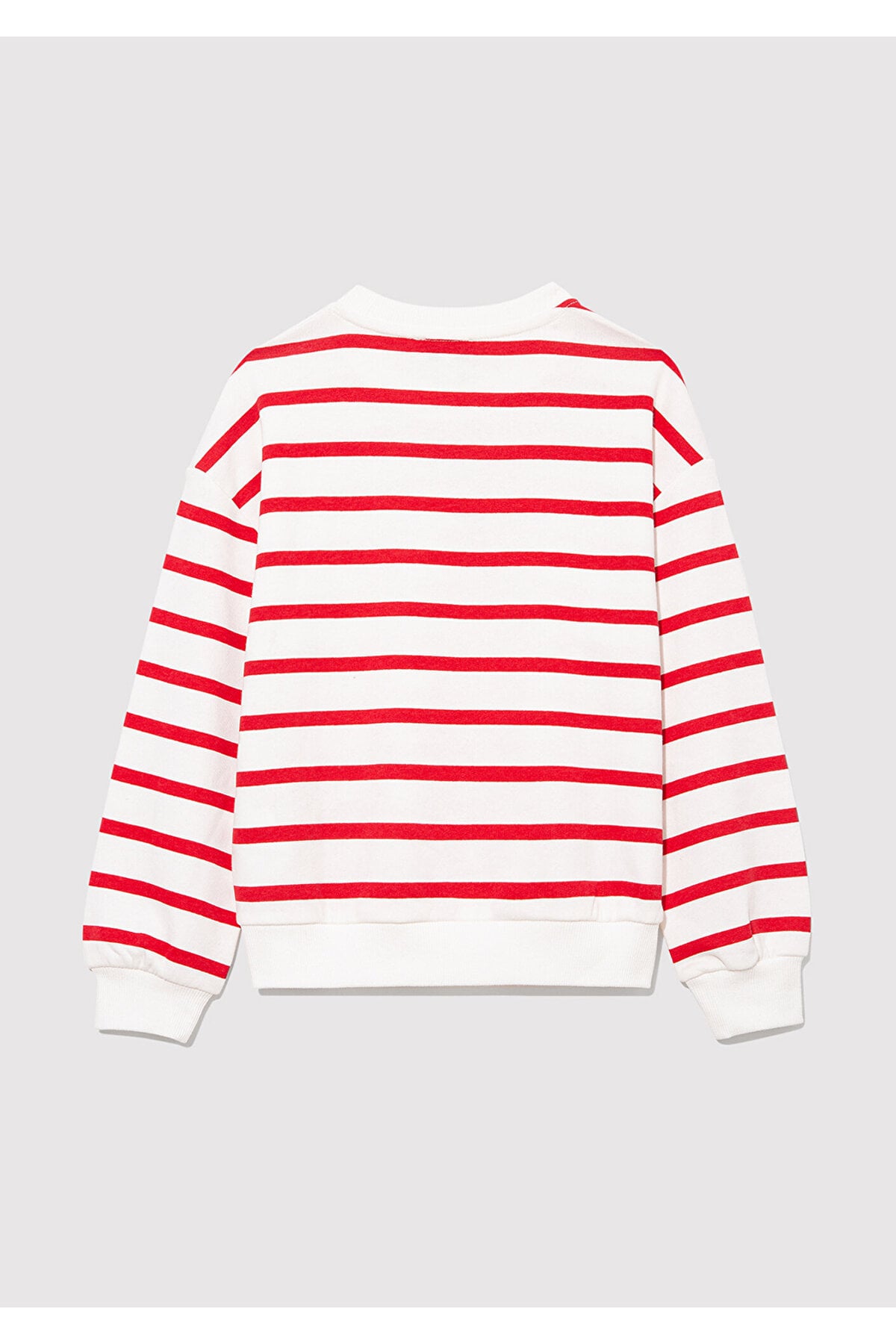 Logo Baskılı Kırmızı Çizgili Sweatshirt 7S10038-82054