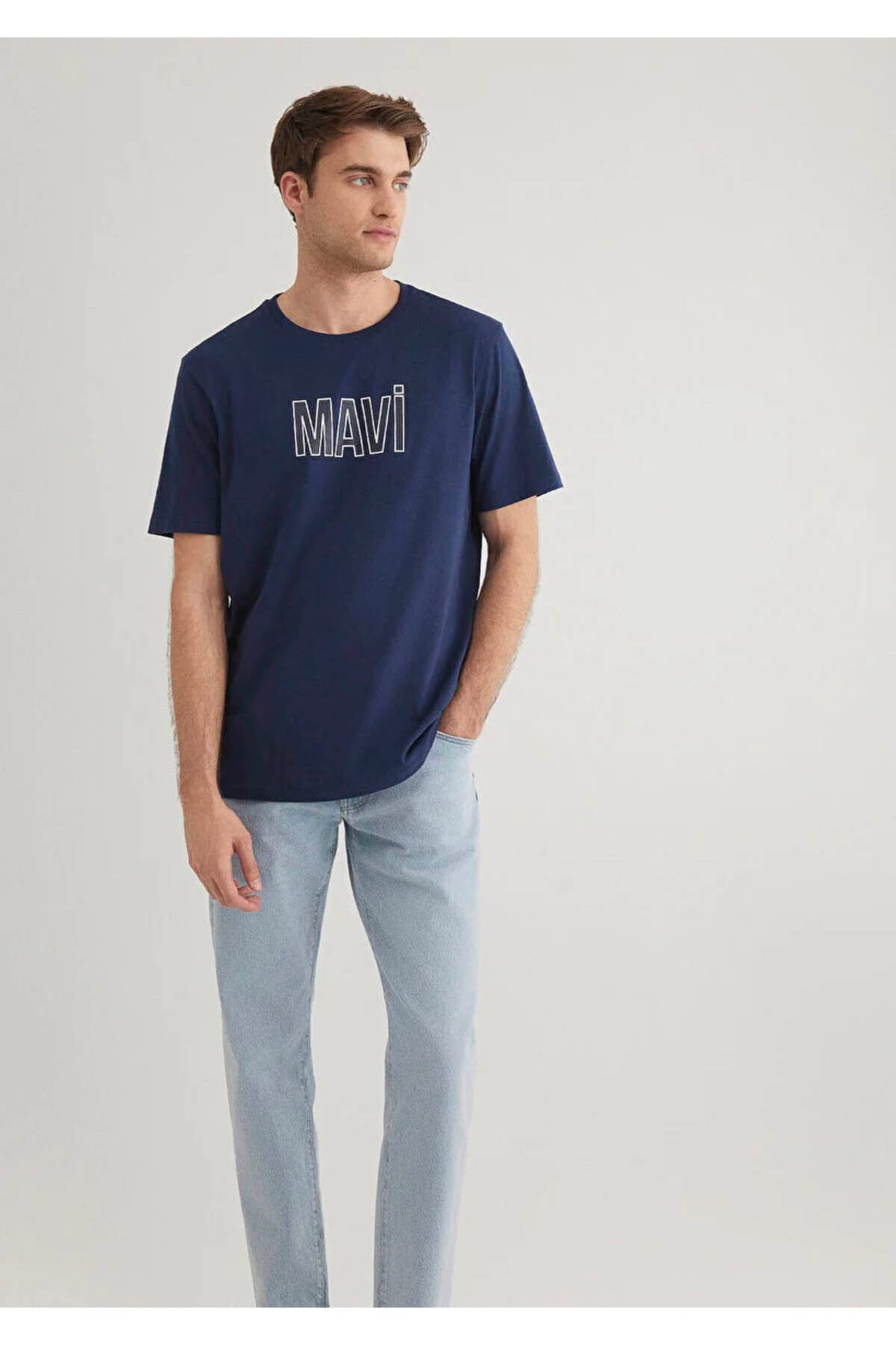 Logo Baskılı Lacivert Erkek T-Shirt M066842-70758