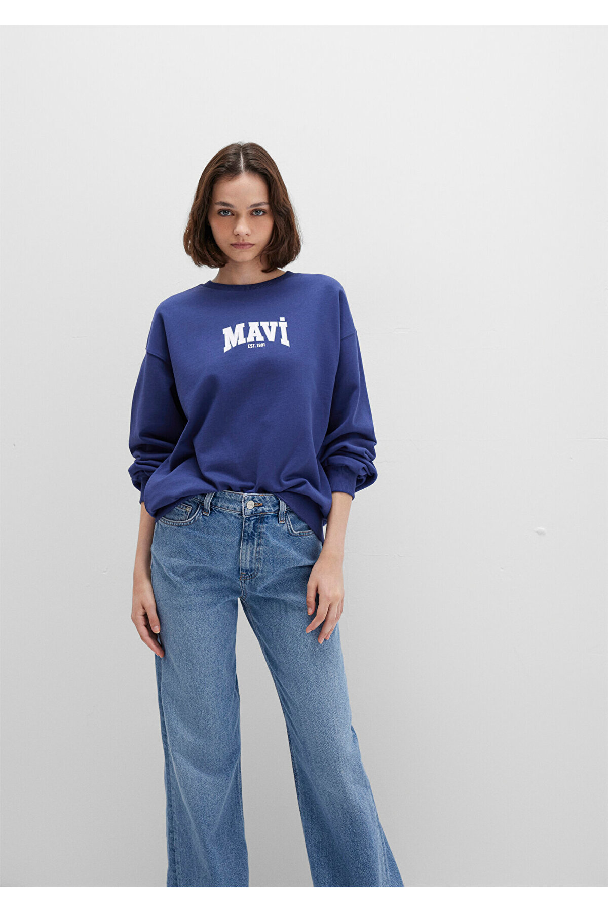 Logo Baskılı Lacivert Sweatshirt 1S10372-70498
