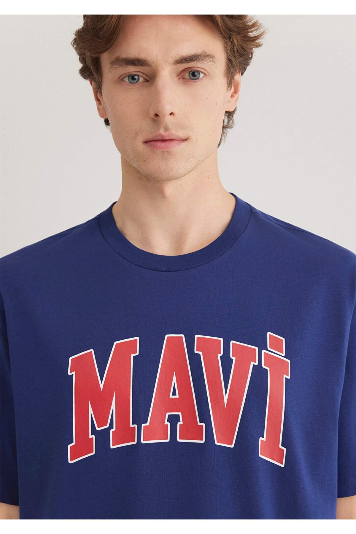 Logo Baskılı Lacivert Tişört Loose Fit / Bol Rahat Kesim 0611711-70722