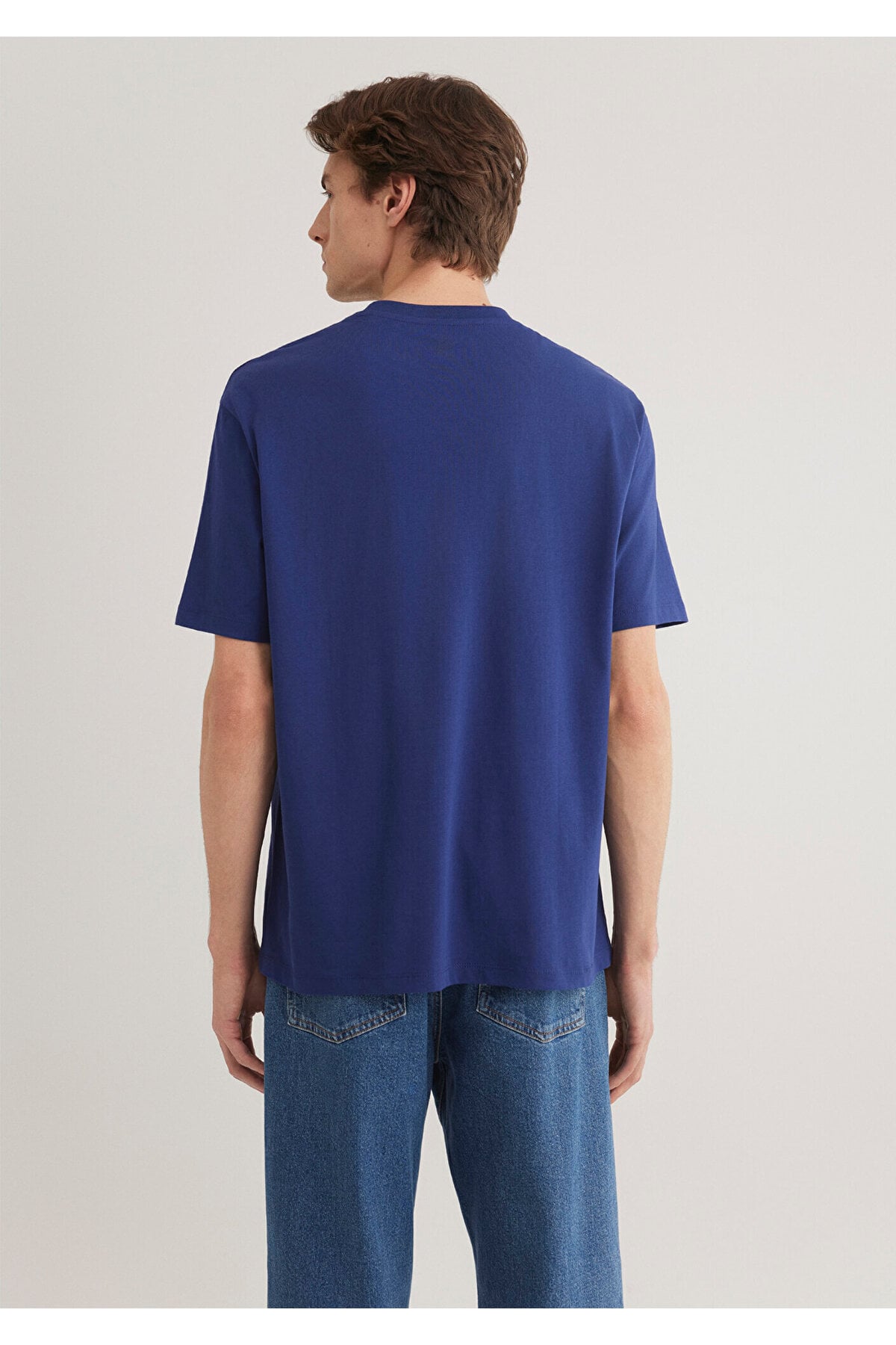 Logo Baskılı Lacivert Tişört Loose Fit / Bol Rahat Kesim 0611711-70722