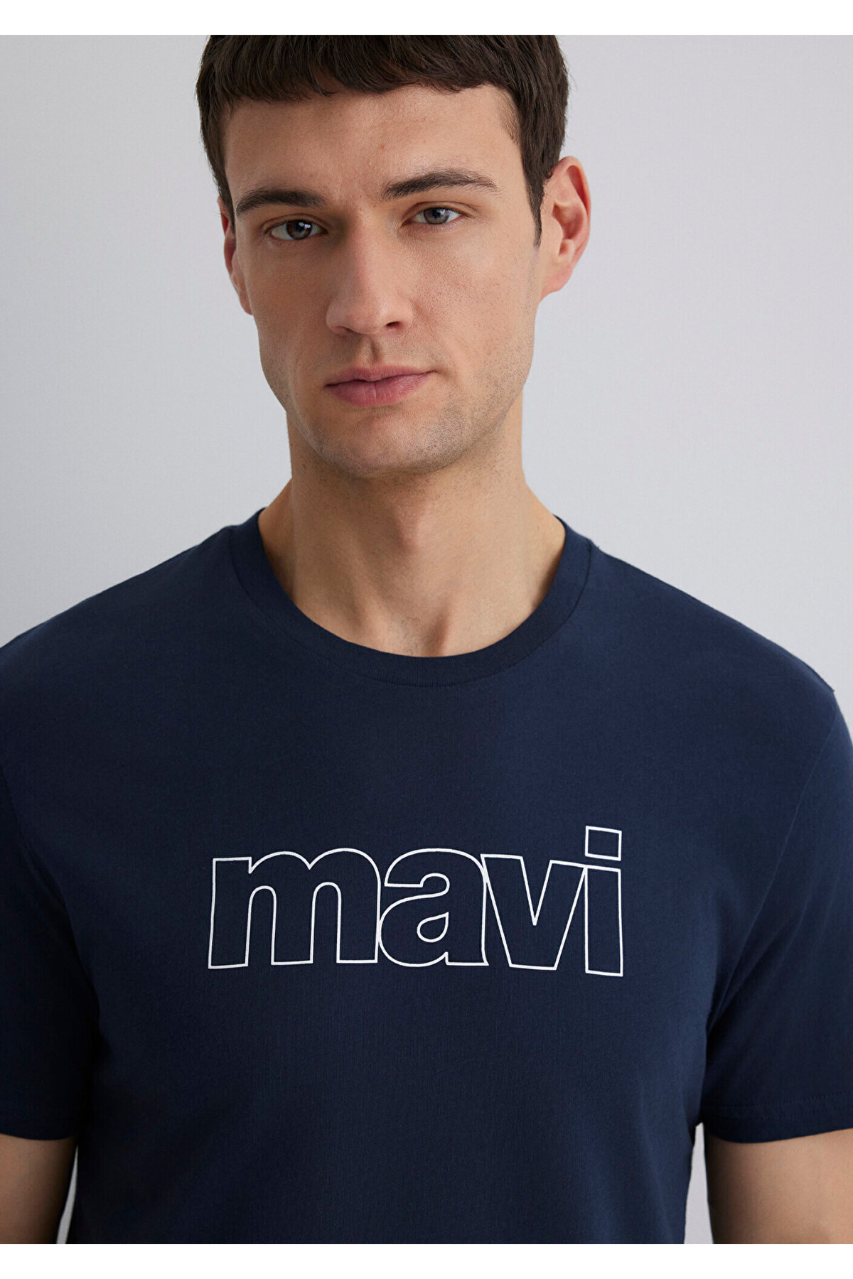 Logo Baskılı Lacivert Tişört Slim Fit / Dar Kesim 065781-28417