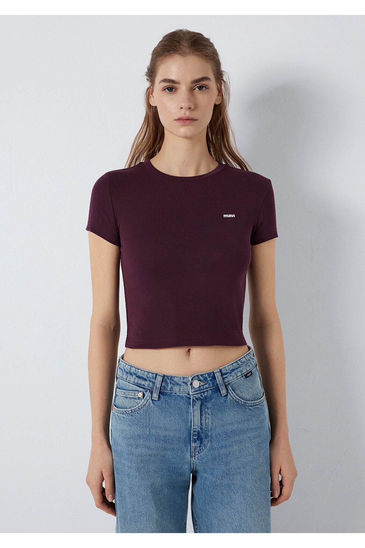 Logo Baskılı Mor Tişört Fitted / Vücuda Oturan Kesim 1613848-70434