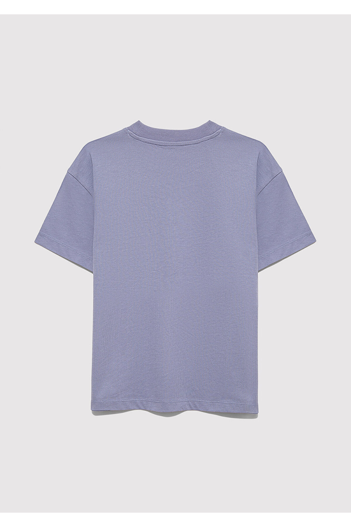 Logo Baskılı Mor Tişört Loose Fit / Bol Rahat Kesim 7610385-88095