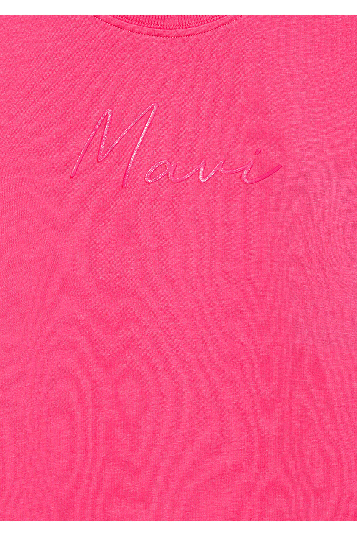 Logo Baskılı Pembe Crop Tişört Loose Fit / Bol Rahat Kesim 7610181-71111
