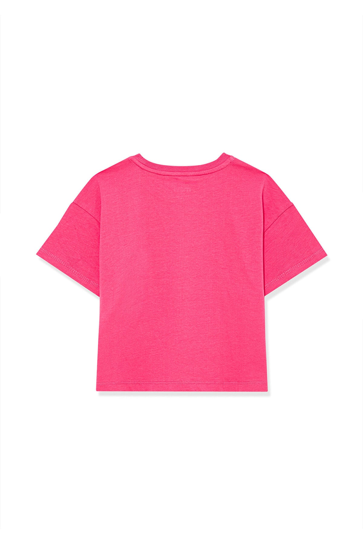 Logo Baskılı Pembe Crop Tişört Loose Fit / Bol Rahat Kesim 7610181-71111