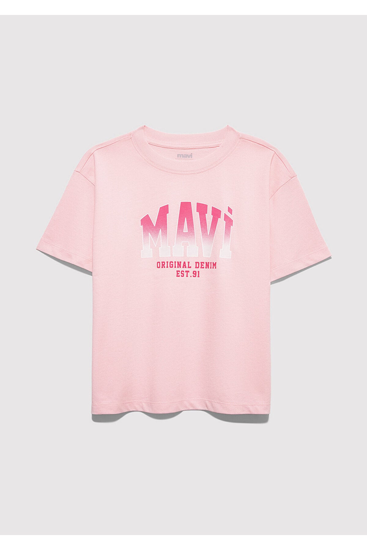 Logo Baskılı Pembe Tişört Loose Fit / Bol Rahat Kesim 7610386-71007
