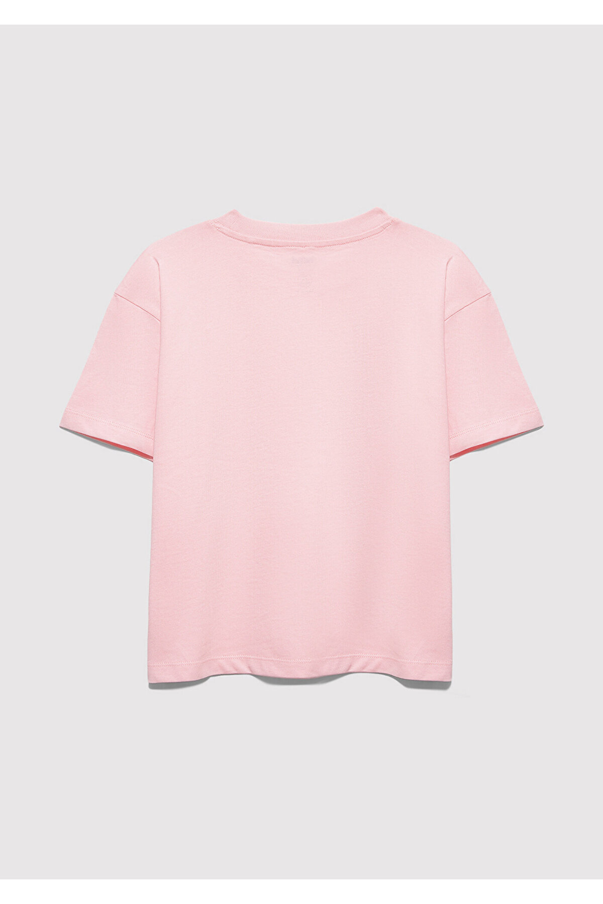 Logo Baskılı Pembe Tişört Loose Fit / Bol Rahat Kesim 7610386-71007