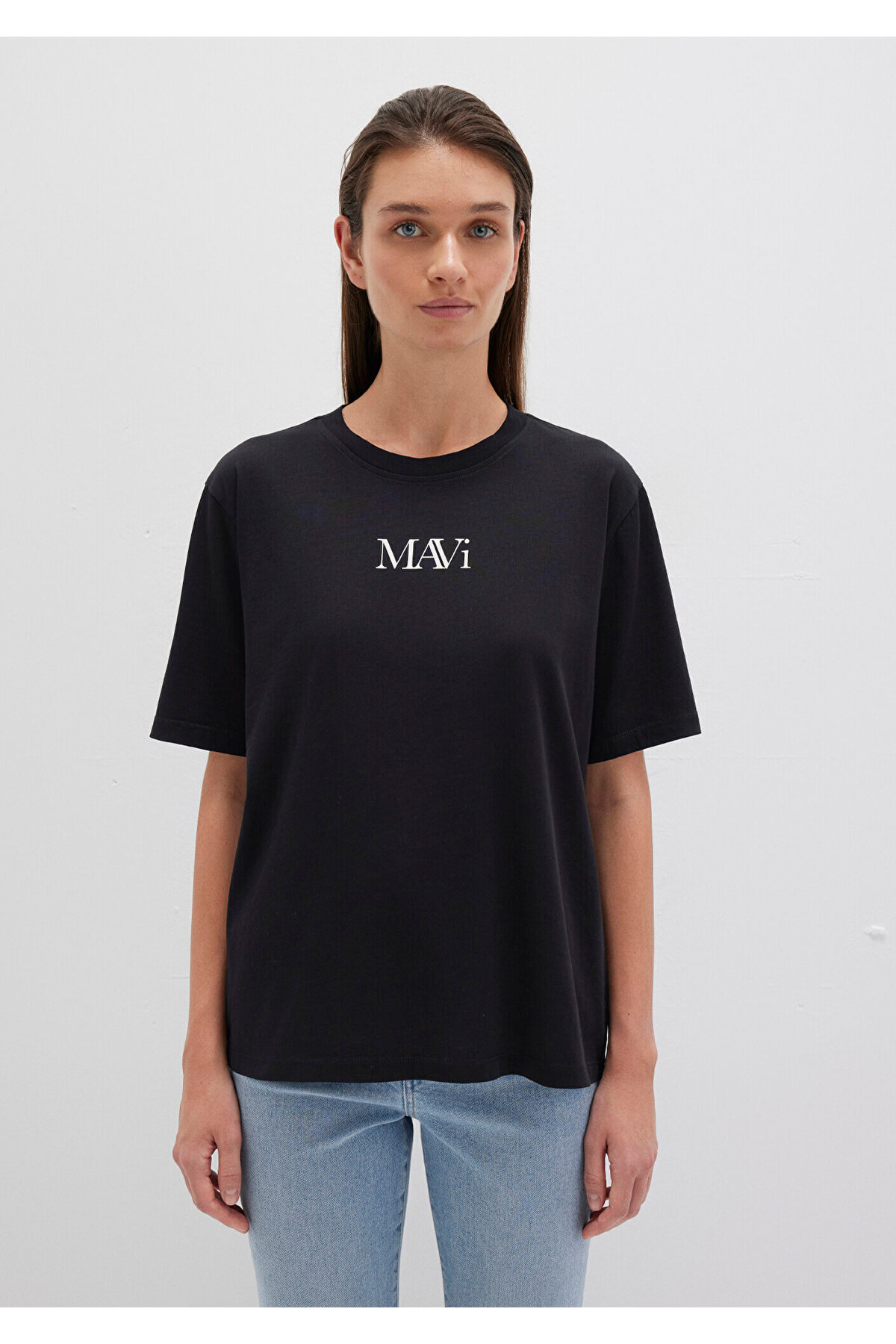 Logo Baskılı Siyah Tişört Regular Fit / Normal Kesim 1611594-900
