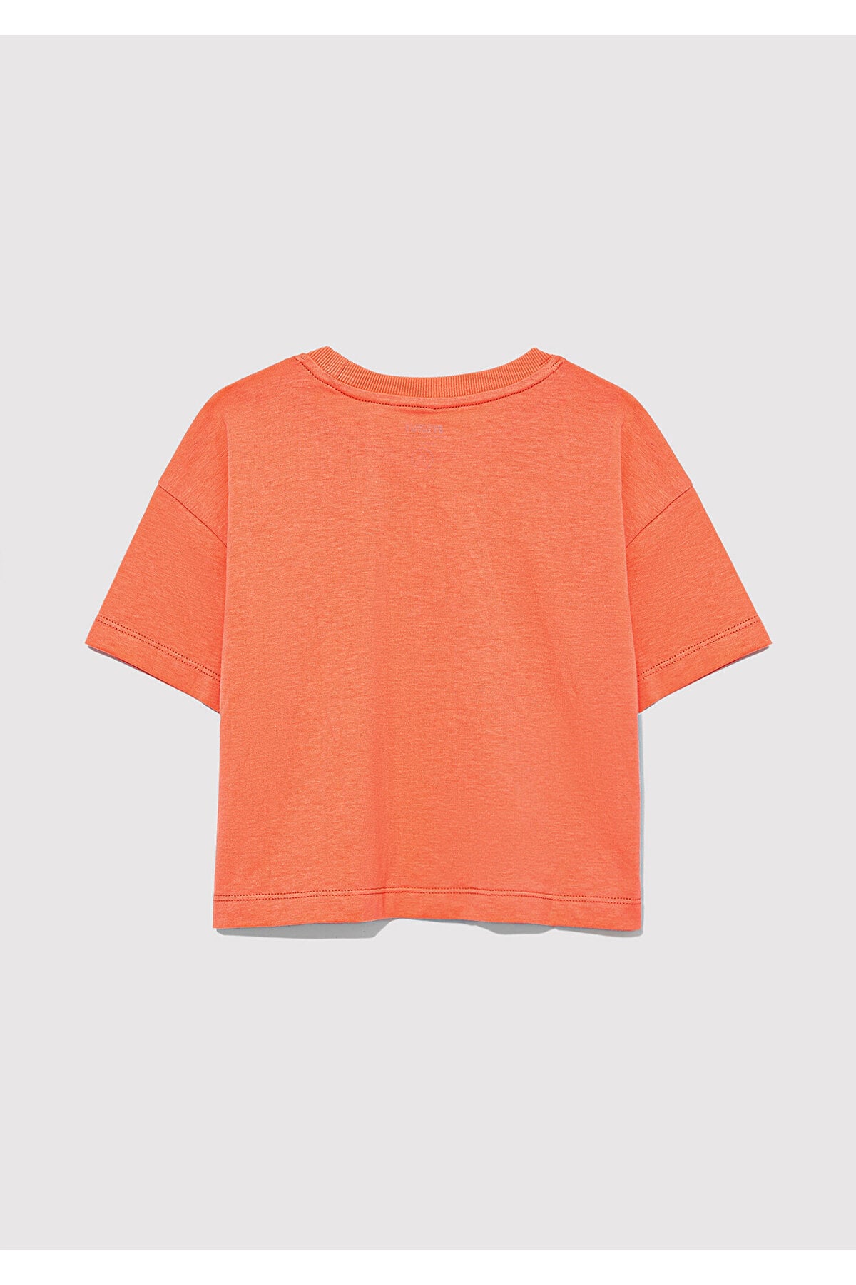Logo Baskılı Turuncu Crop Tişört Loose Fit / Bol Rahat Kesim 7610181-71271