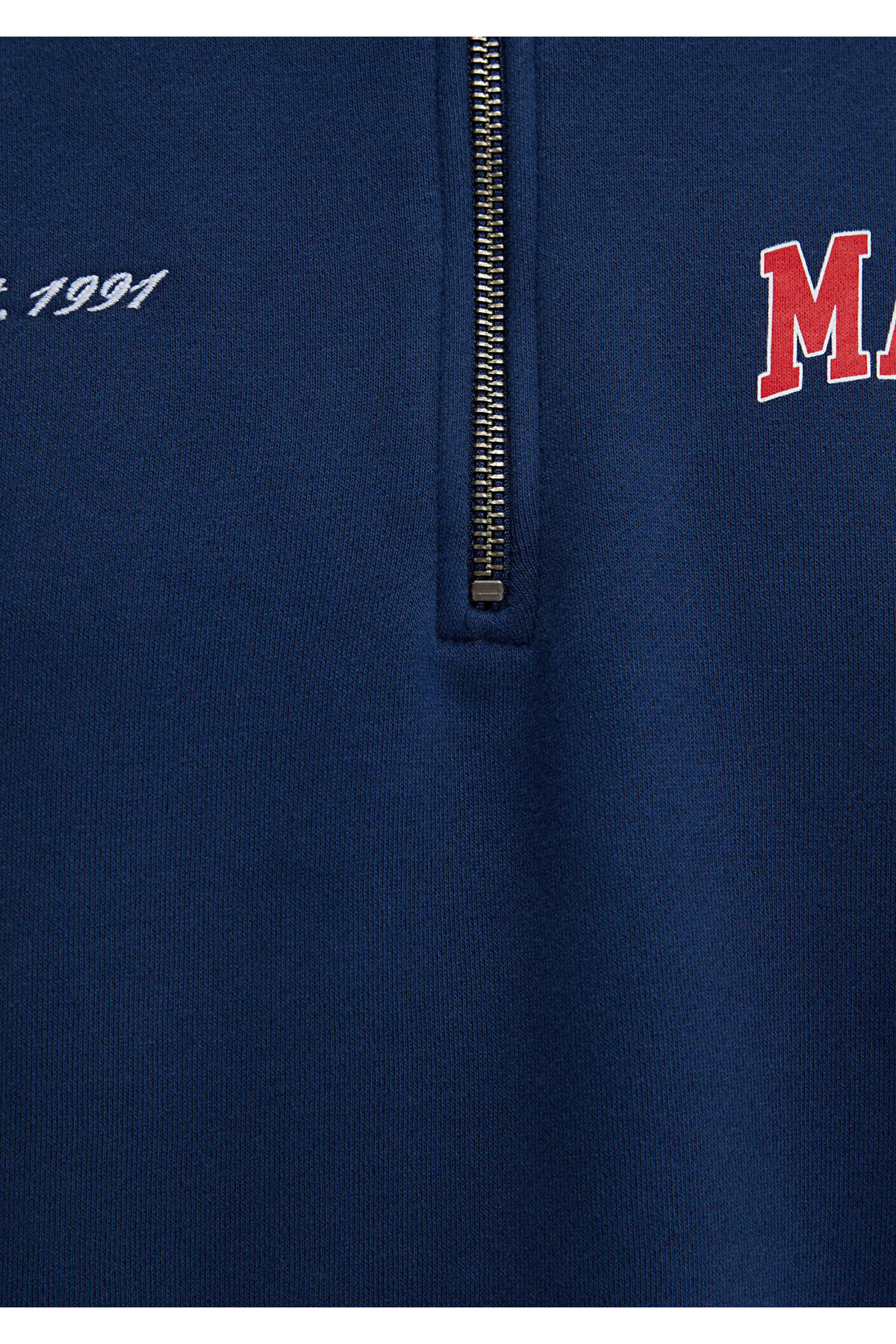 Logo Baskılı Yarı Fermuarlı Lacivert Sweatshirt 1S10373-70488