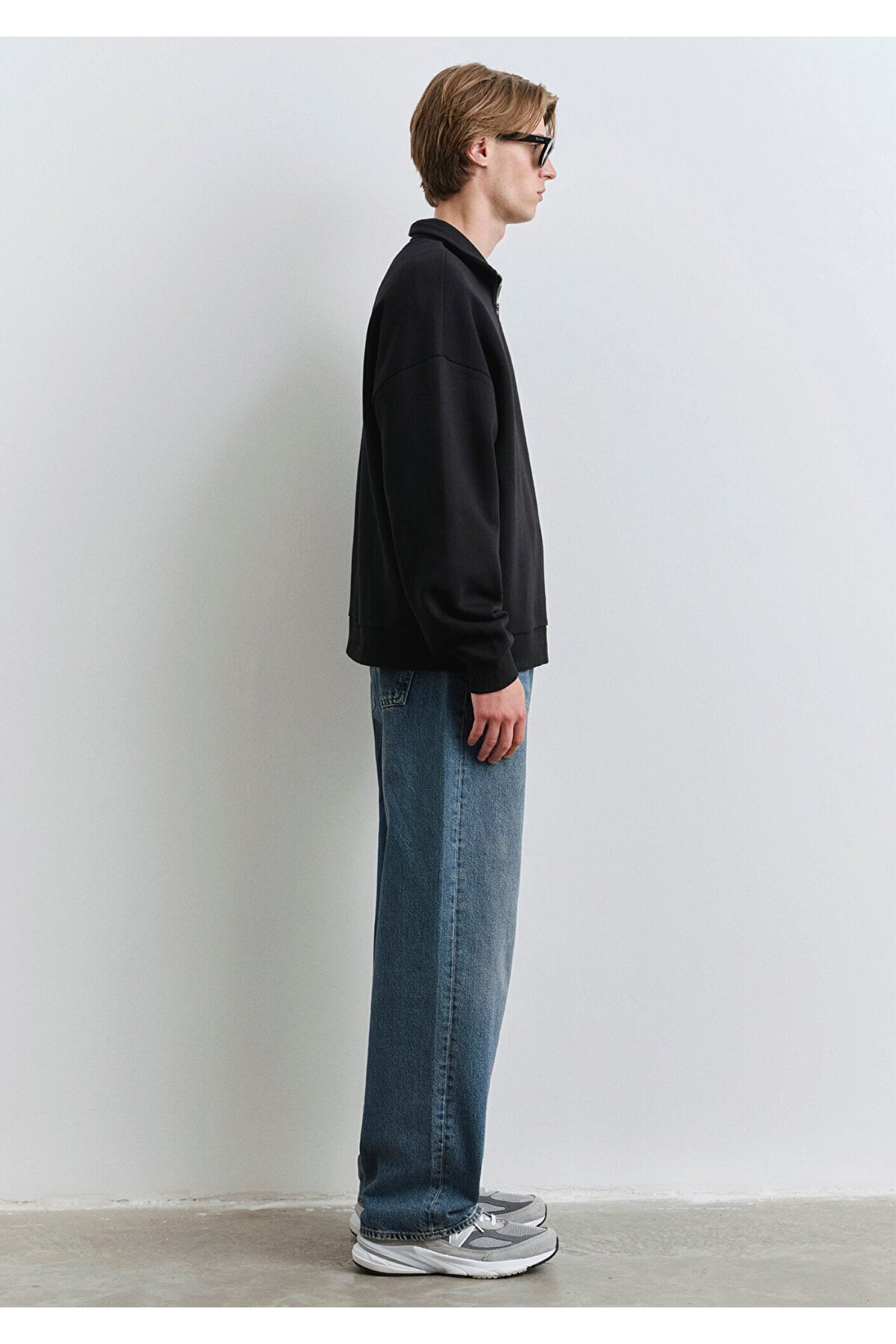 Logo Baskılı Yarı Fermuarlı Siyah Sweatshirt 0S10208-900