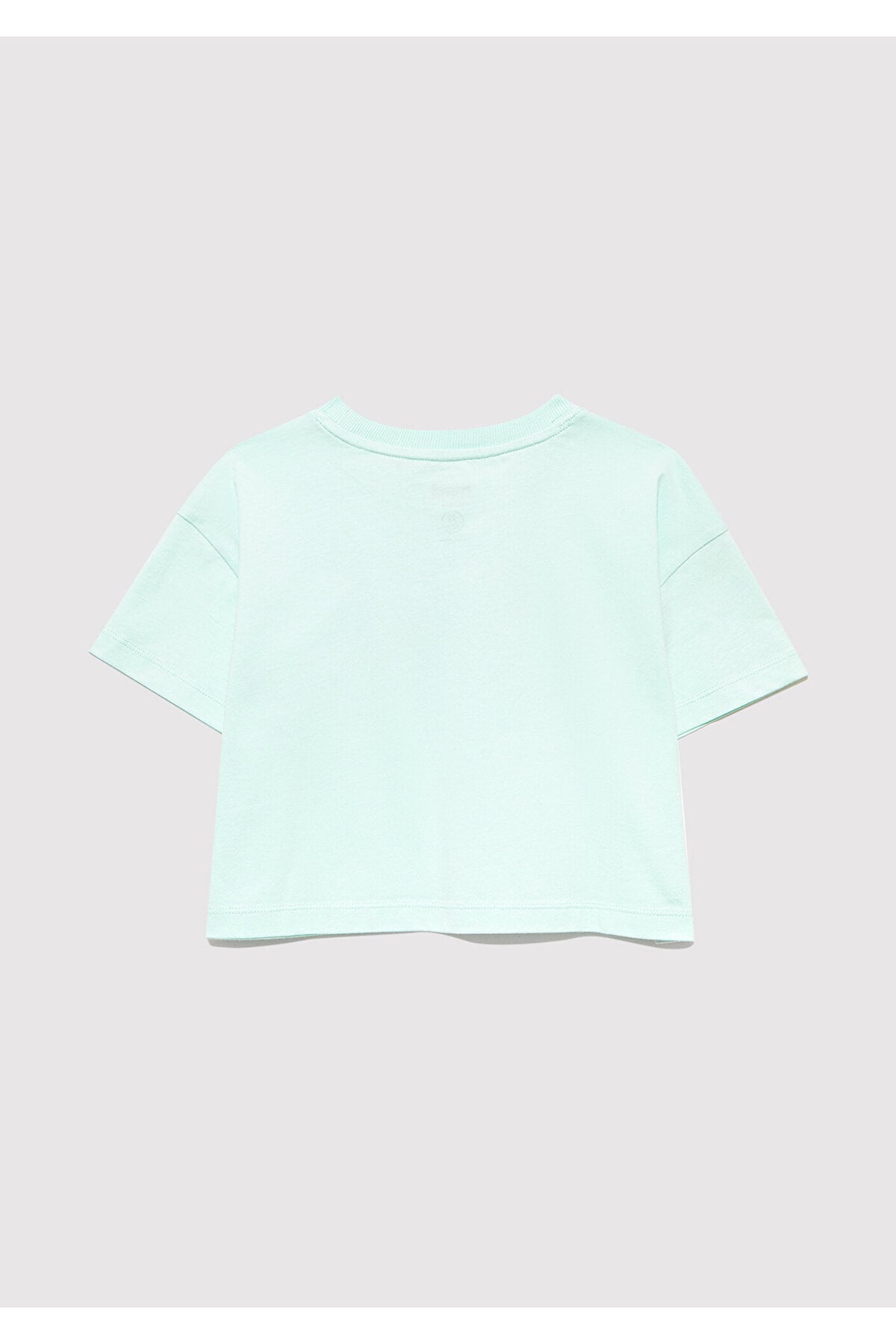 Logo Baskılı Yeşil Crop Tişört Loose Fit / Bol Rahat Kesim 7610181-71676