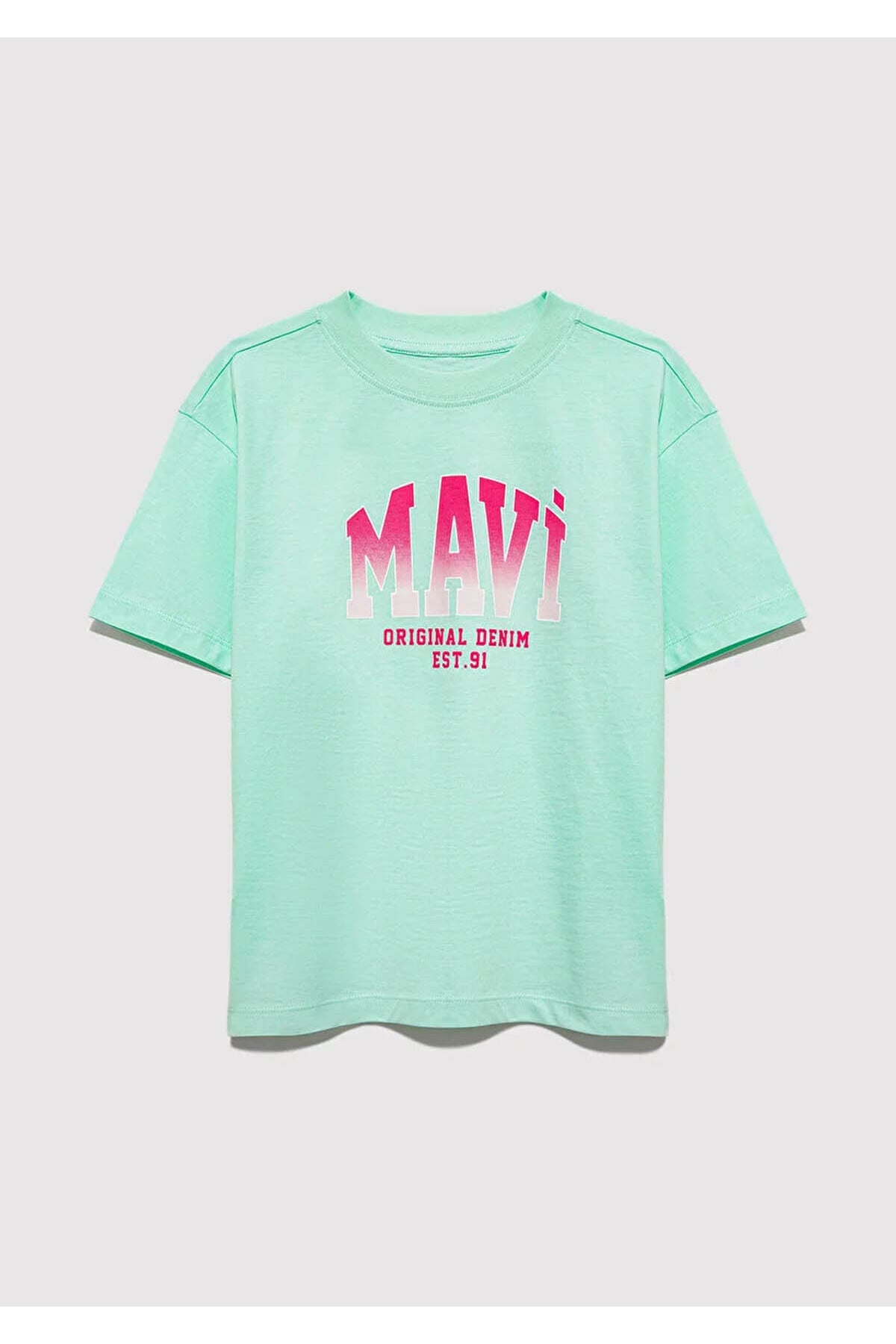 Logo Baskılı Yeşil Kız Çocuk T-Shirt M7610386-71643