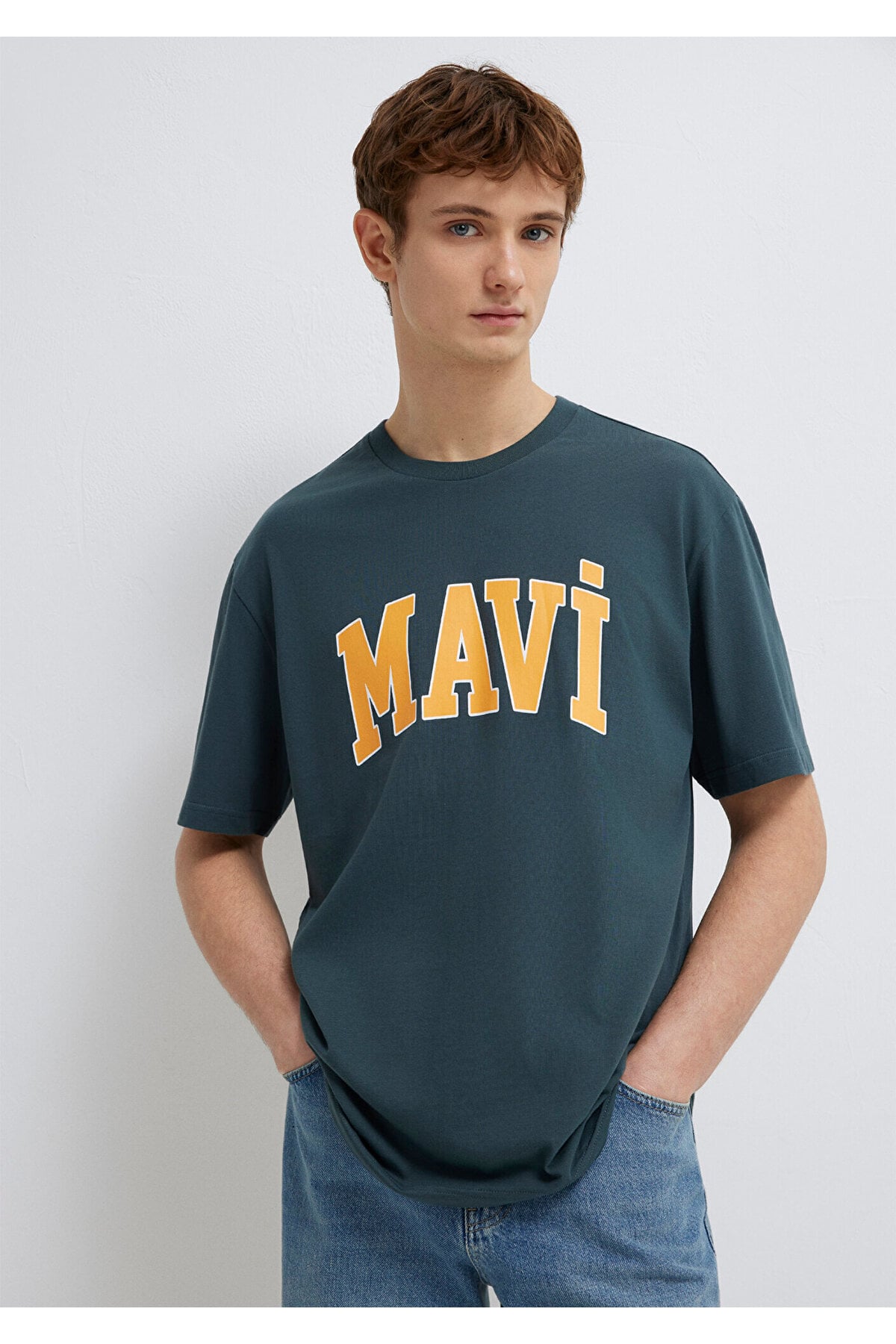 Logo Baskılı Yeşil Tişört Loose Fit / Bol Rahat Kesim 0611711-71598