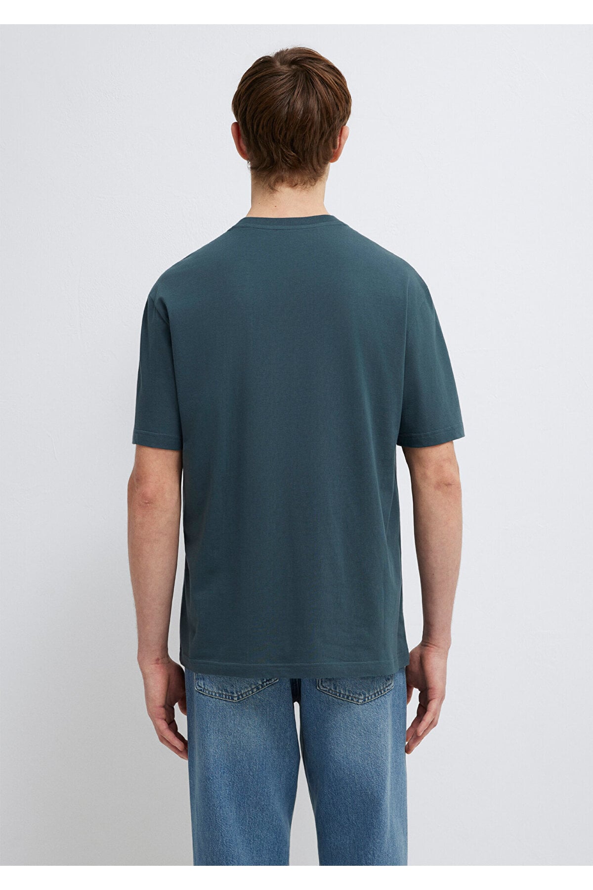 Logo Baskılı Yeşil Tişört Loose Fit / Bol Rahat Kesim 0611711-71598