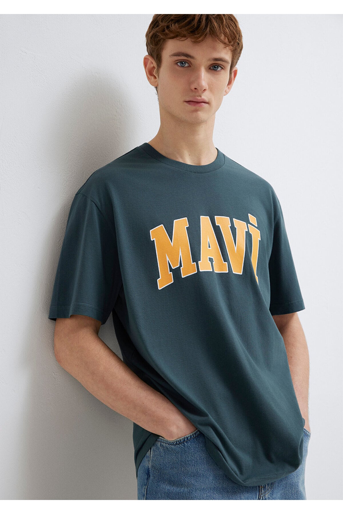 Logo Baskılı Yeşil Tişört Loose Fit / Bol Rahat Kesim 0611711-71598