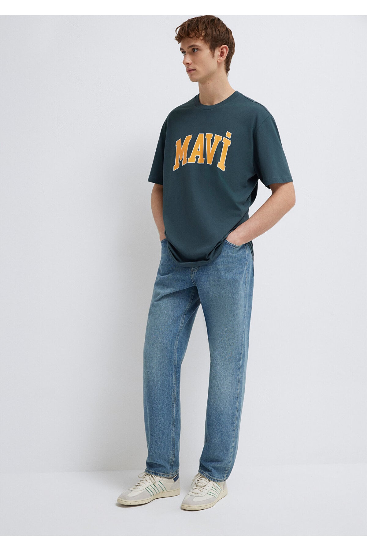 Logo Baskılı Yeşil Tişört Loose Fit / Bol Rahat Kesim 0611711-71598