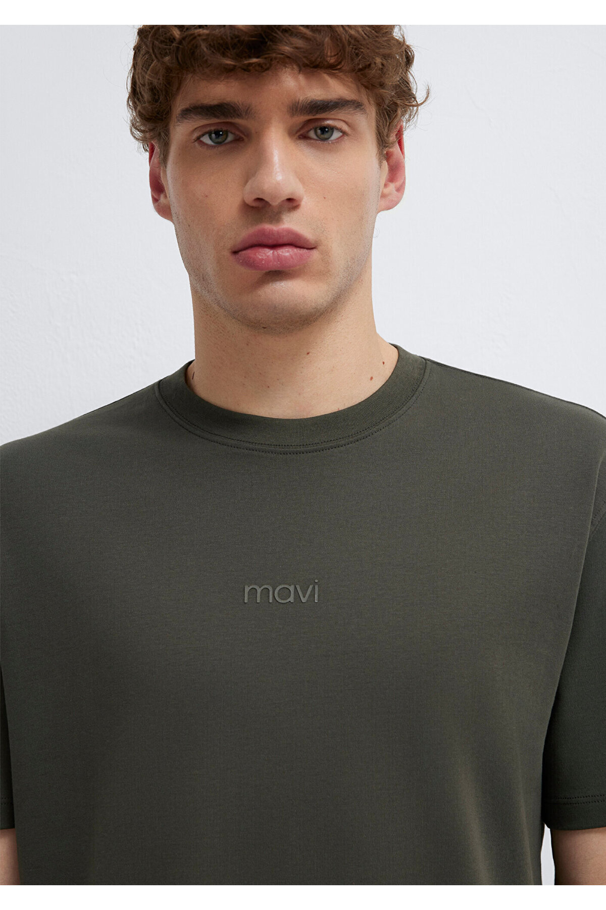 Logo Haki Basic İnterlok Tişört Loose Fit / Bol Rahat Kesim 0613102-71553
