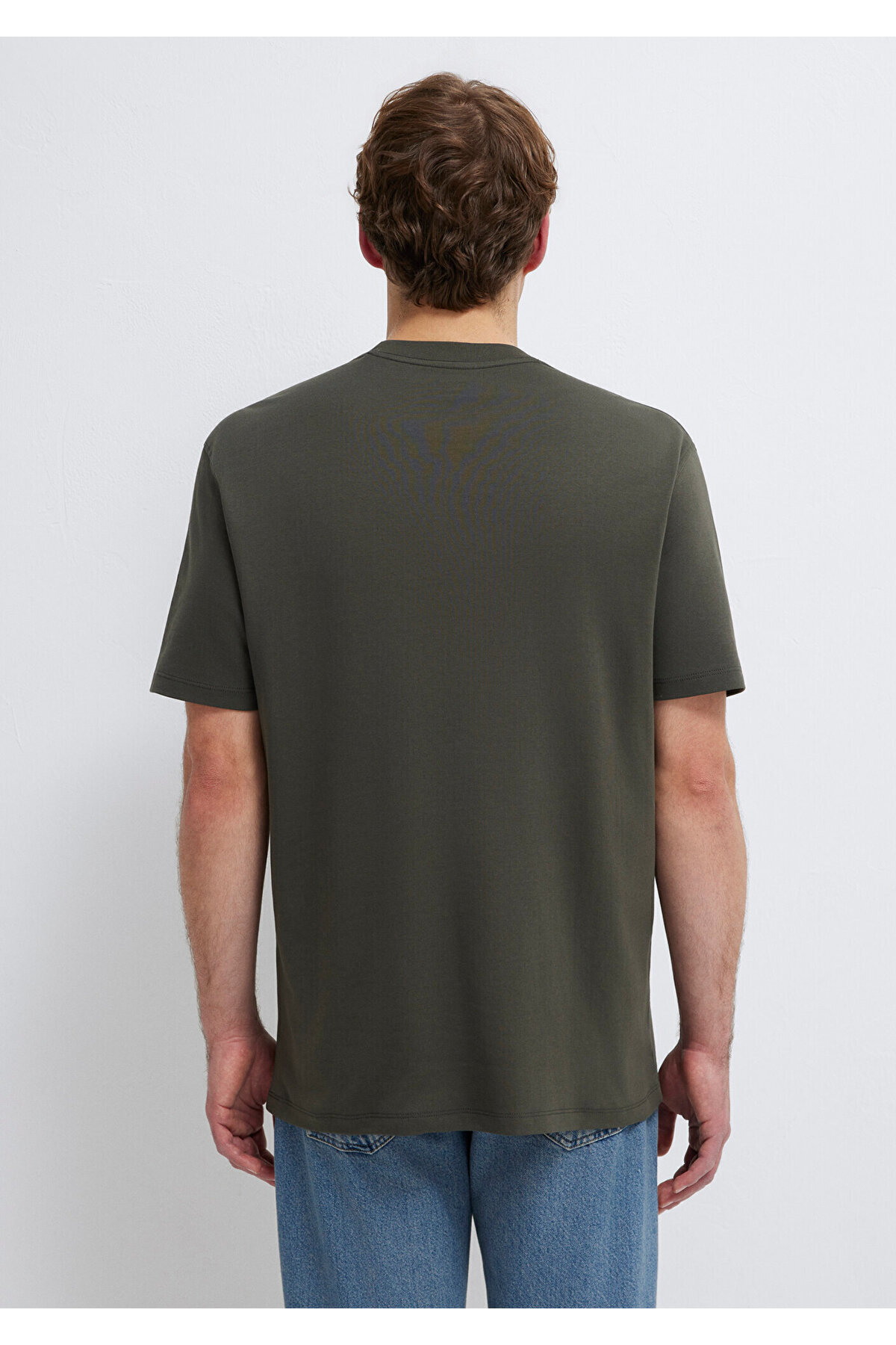 Logo Haki Basic İnterlok Tişört Loose Fit / Bol Rahat Kesim 0613102-71553