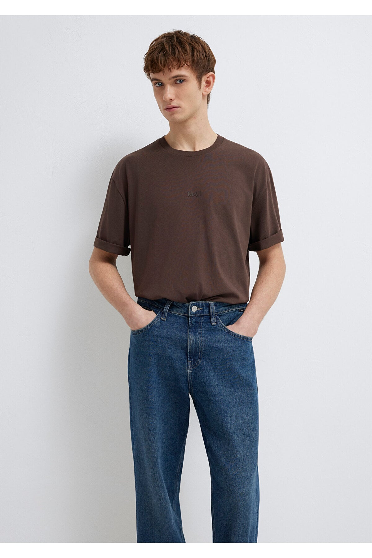 Logo Kahverengi Basic Tişört Relaxed Fit / Rahat Kesim 0613093-70251
